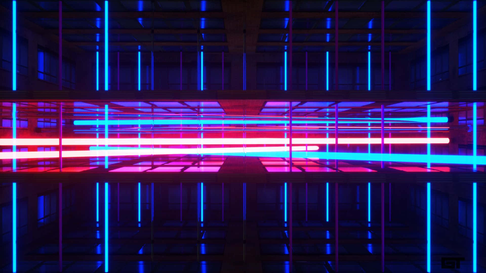 neon blue, neon pink, light tubes, Full HD Desktop Wallpaper