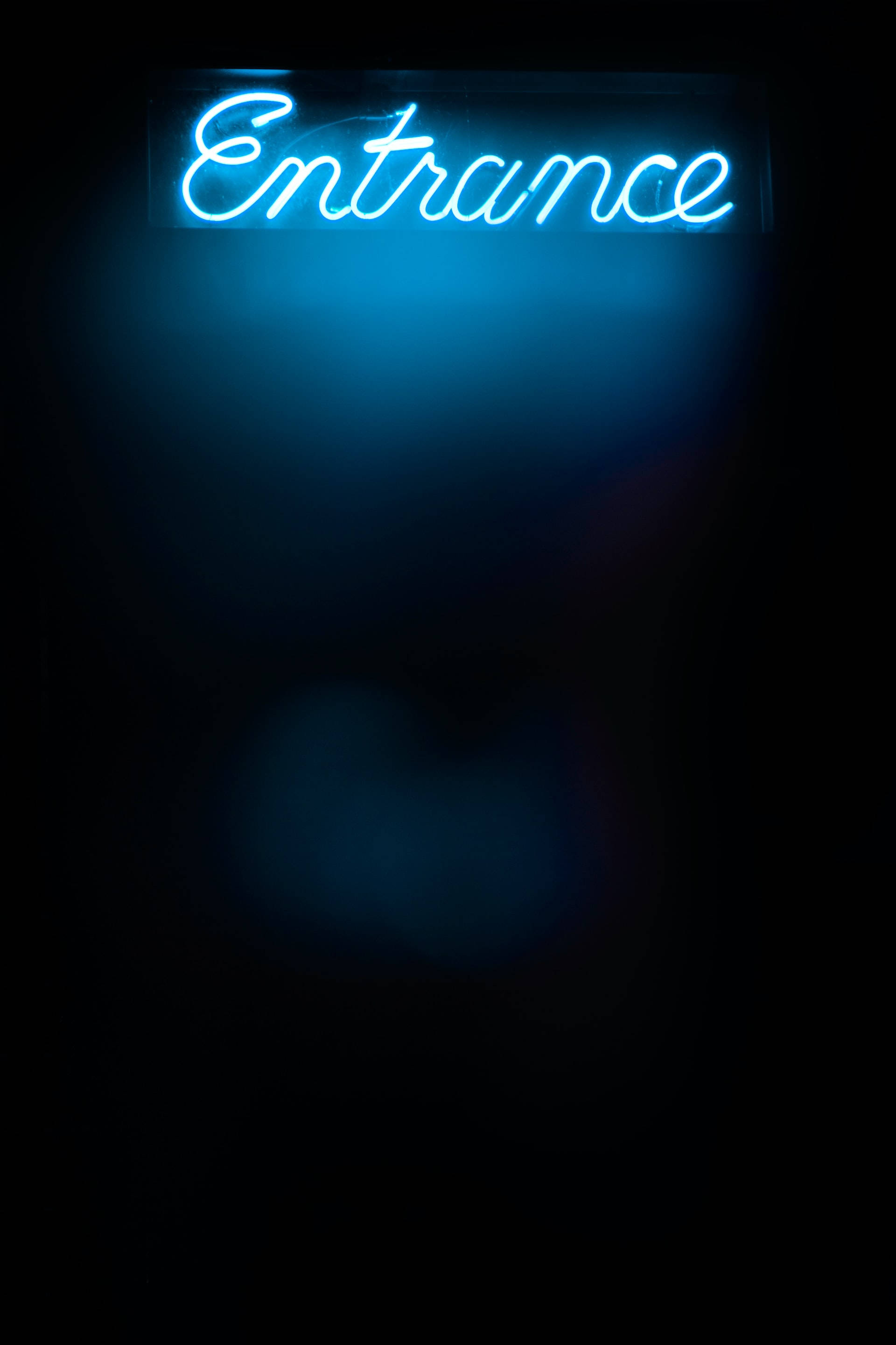 Entrance, neon blue, glowing, 2K Phone Wallpaper