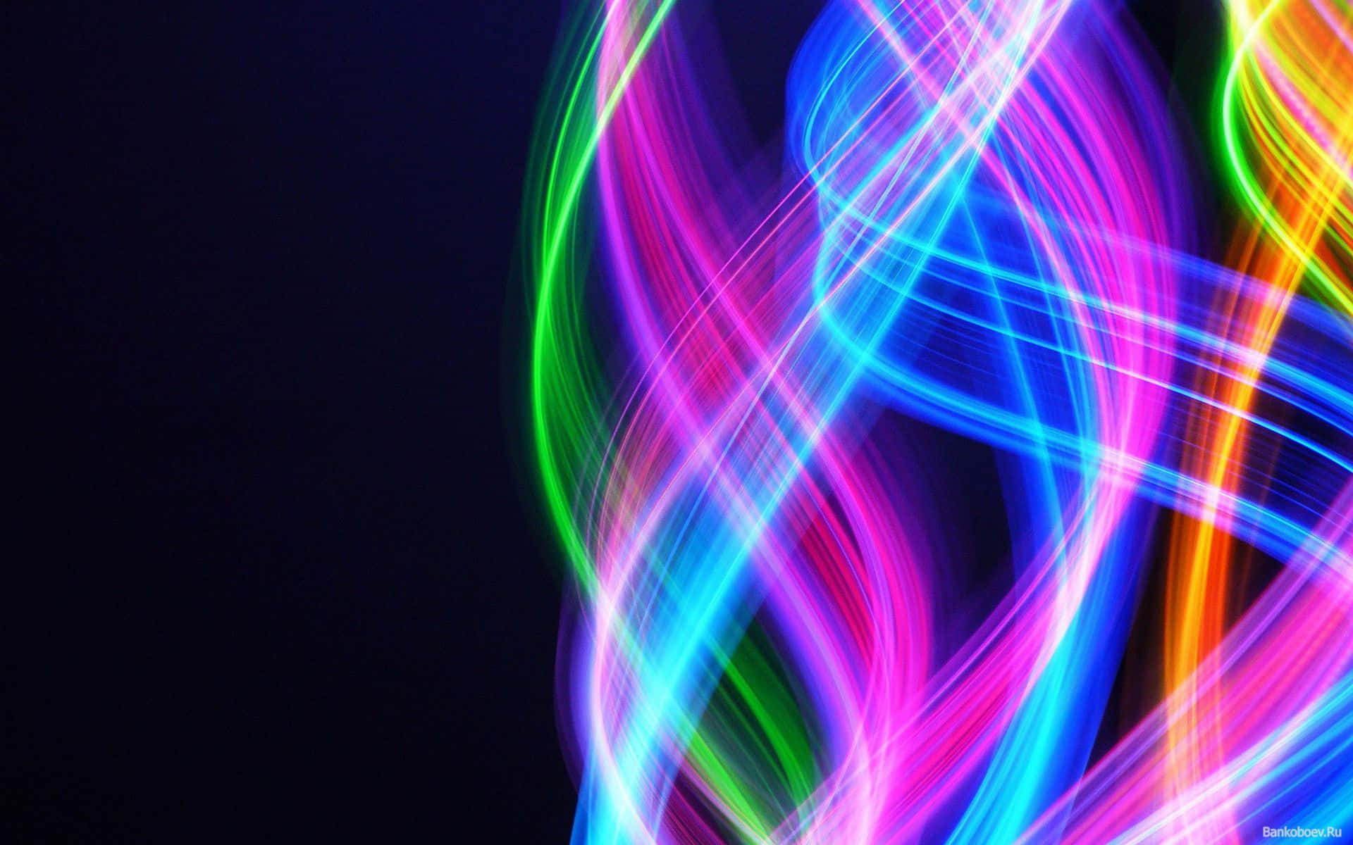 neon-lit street, vibrant neon light trails, deep black background, Full HD Desktop Wallpaper