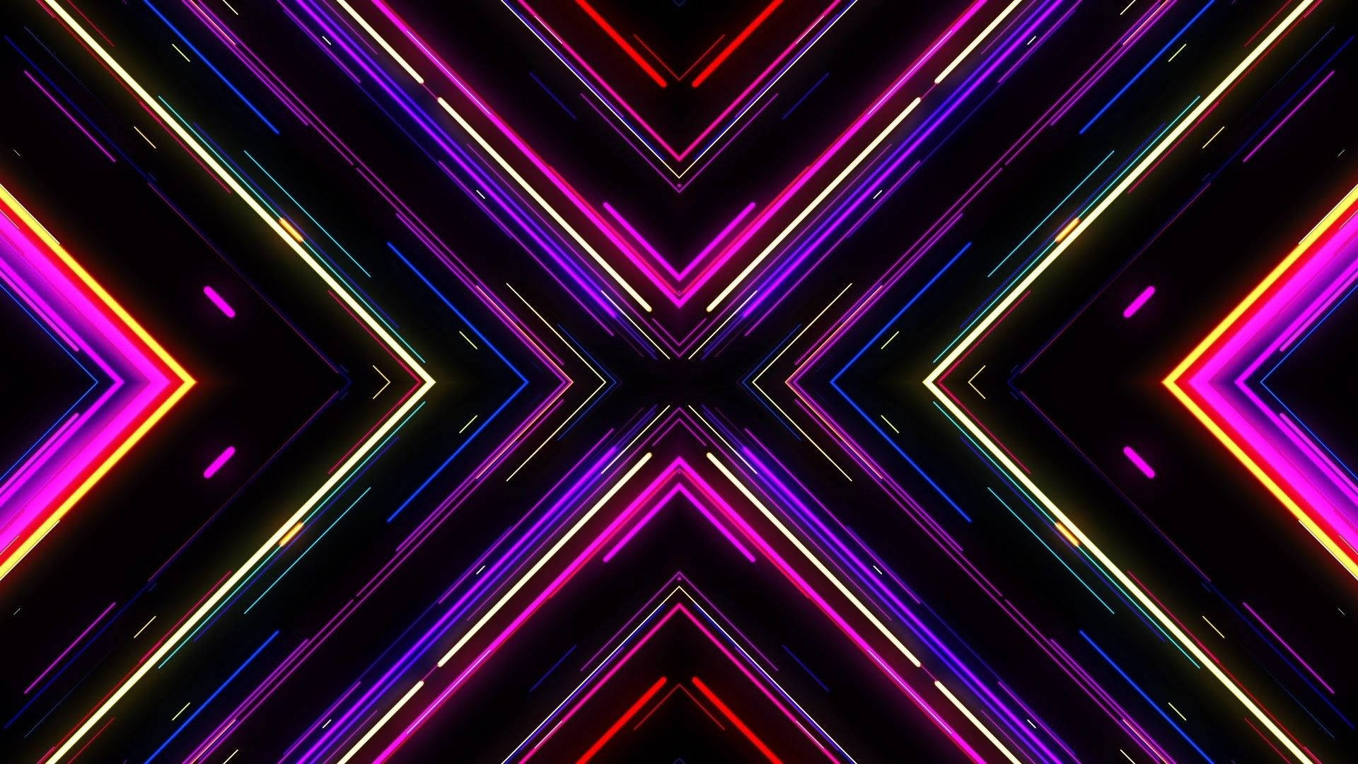 Neon Light X, symmetrical geometric pattern, central point, Full HD Desktop Wallpaper