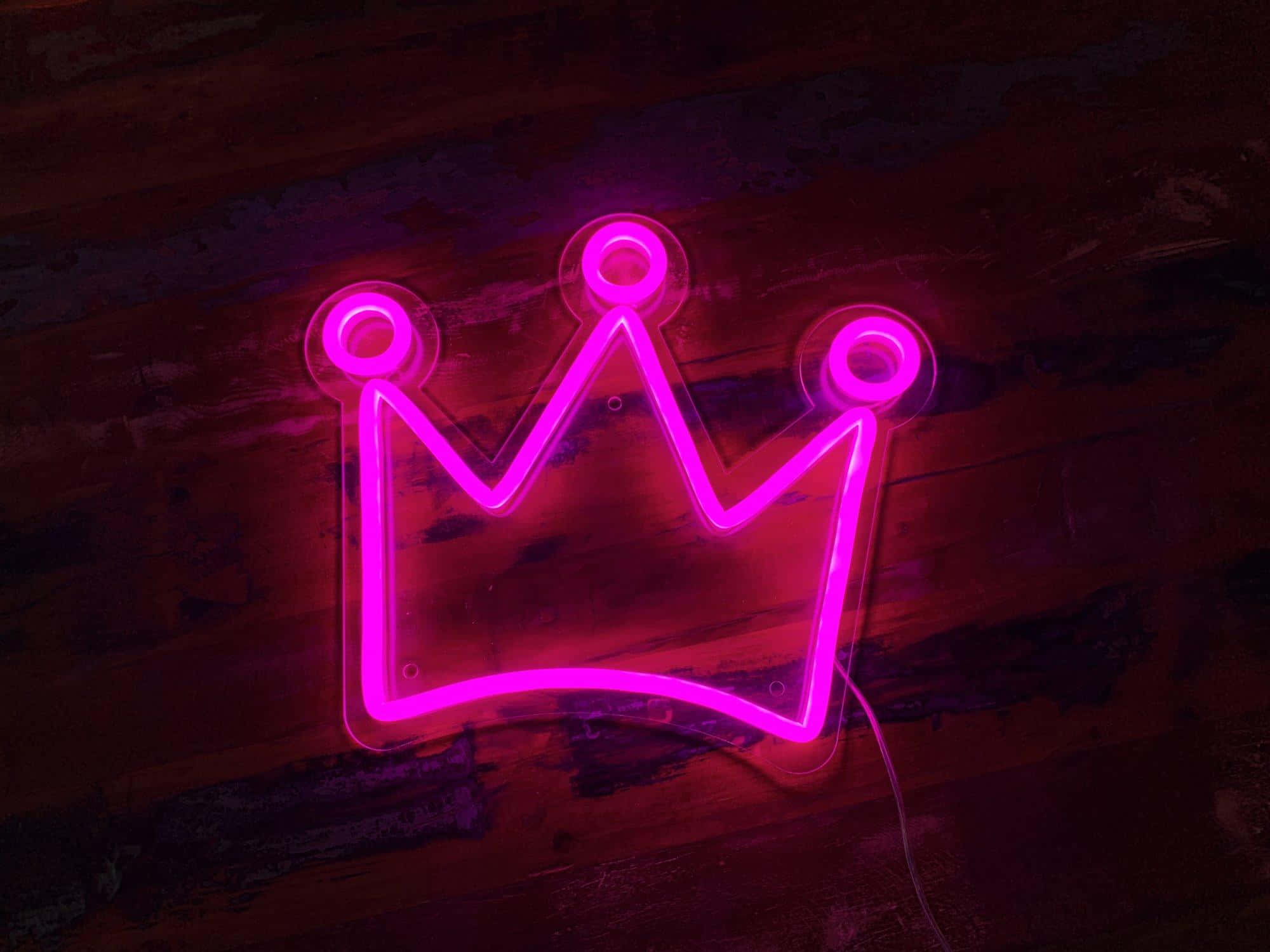 neon lights tumblr laptop, pink neon crown sign, glowing, Full HD Desktop Wallpaper