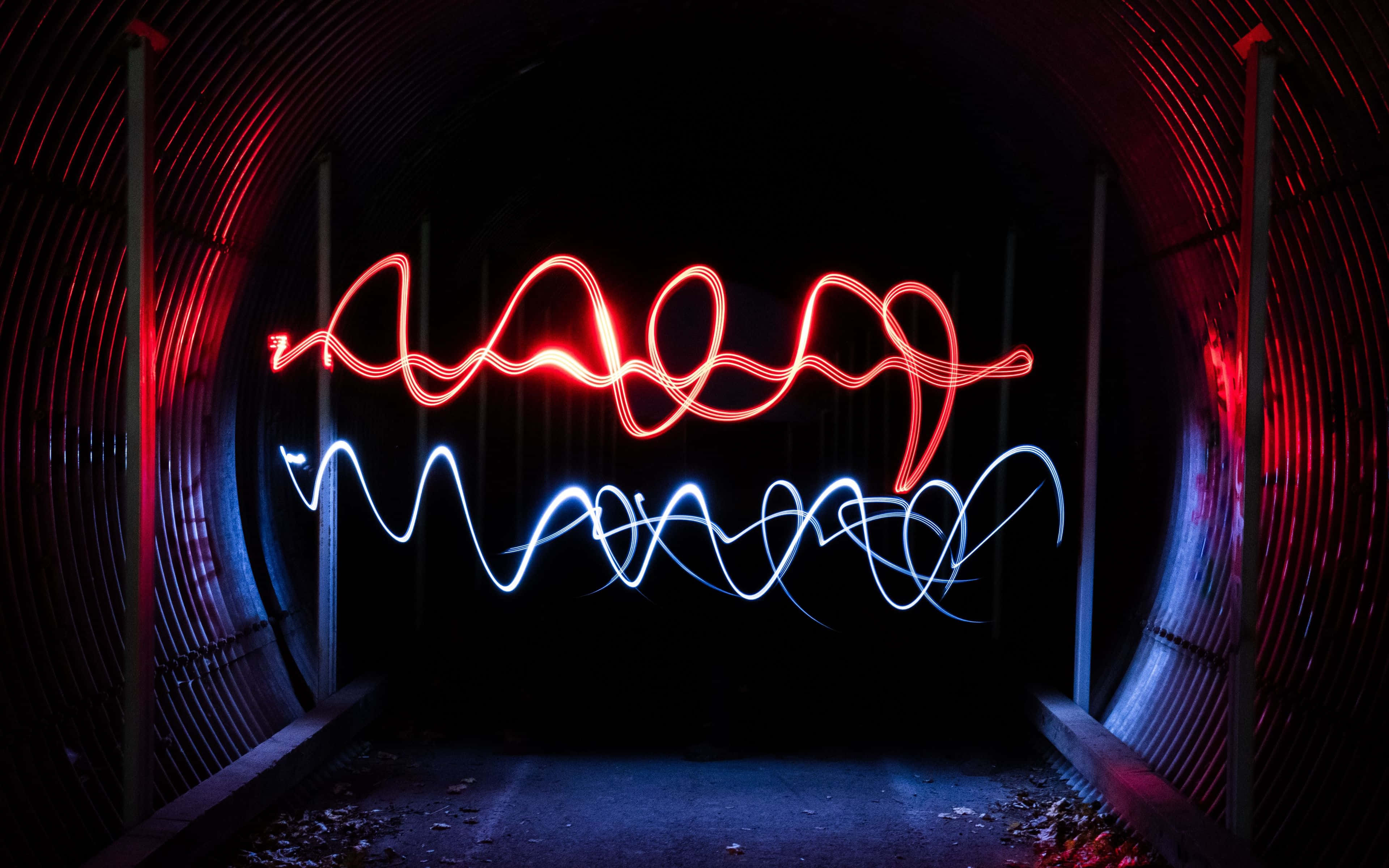 Neon Lights Tumblr Laptop, red, blue, 4K Desktop Wallpaper
