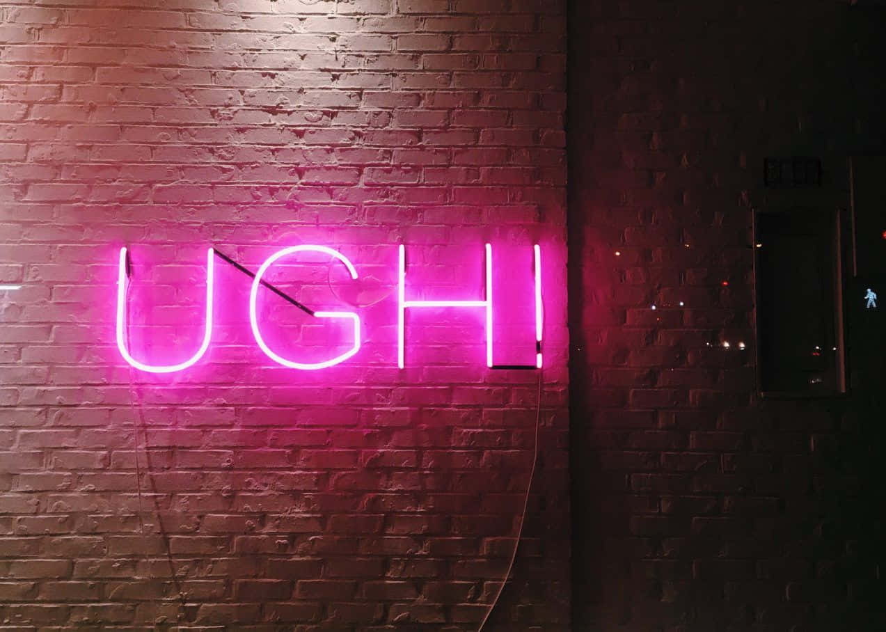 neon lights tumblr laptop, pink neon sign, UGH!, SD Desktop Wallpaper