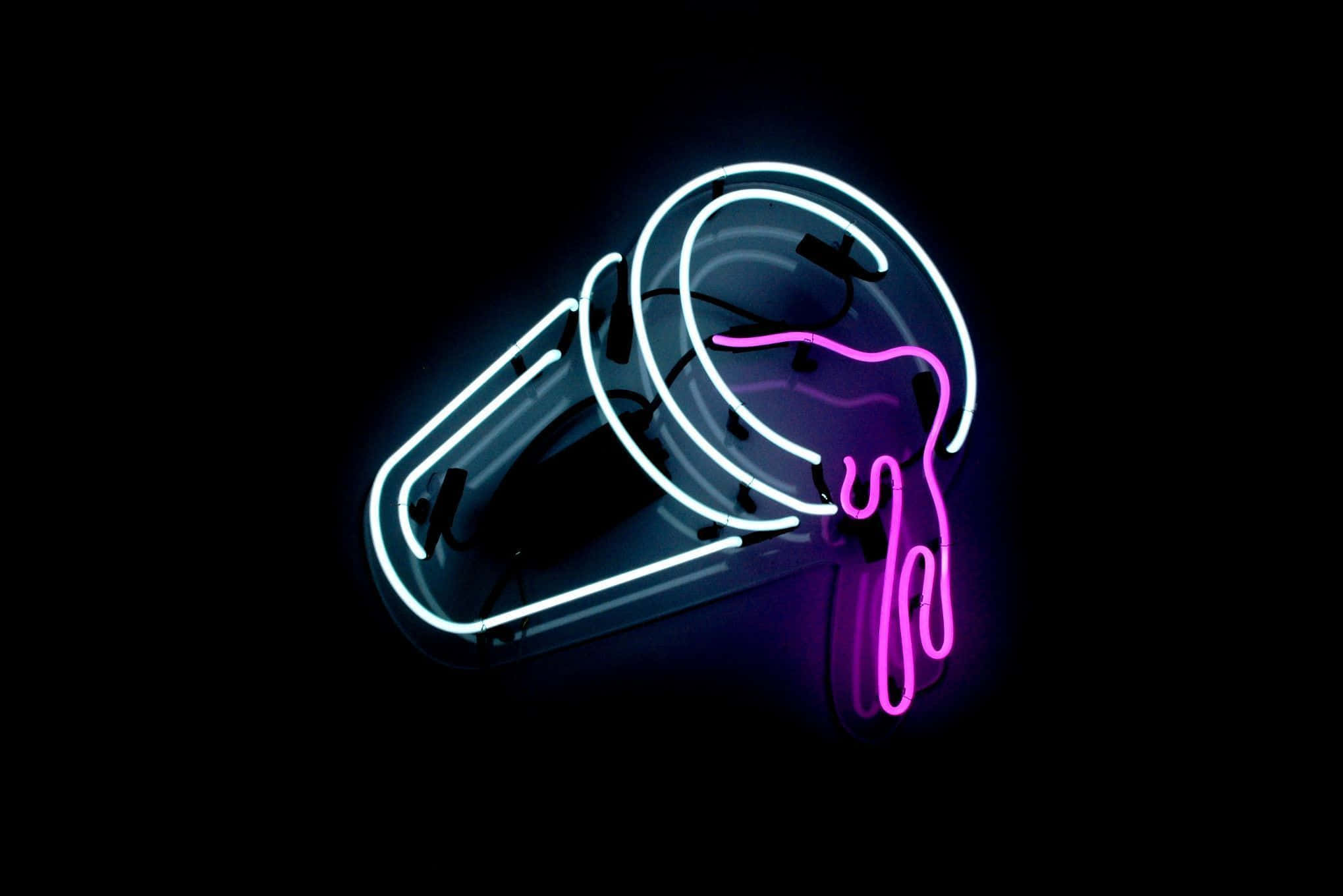 Neon Lights Tumblr Laptop, coffee cup, pink liquid, Full HD Desktop Wallpaper
