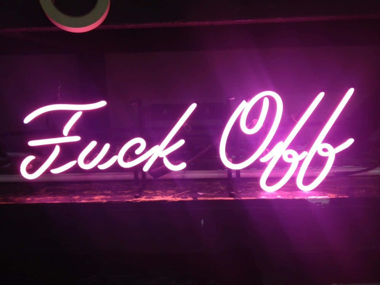 Pink Neon Lights Tumblr Laptop, glowing pink neon sign, Fuck Off, HD Desktop Wallpaper
