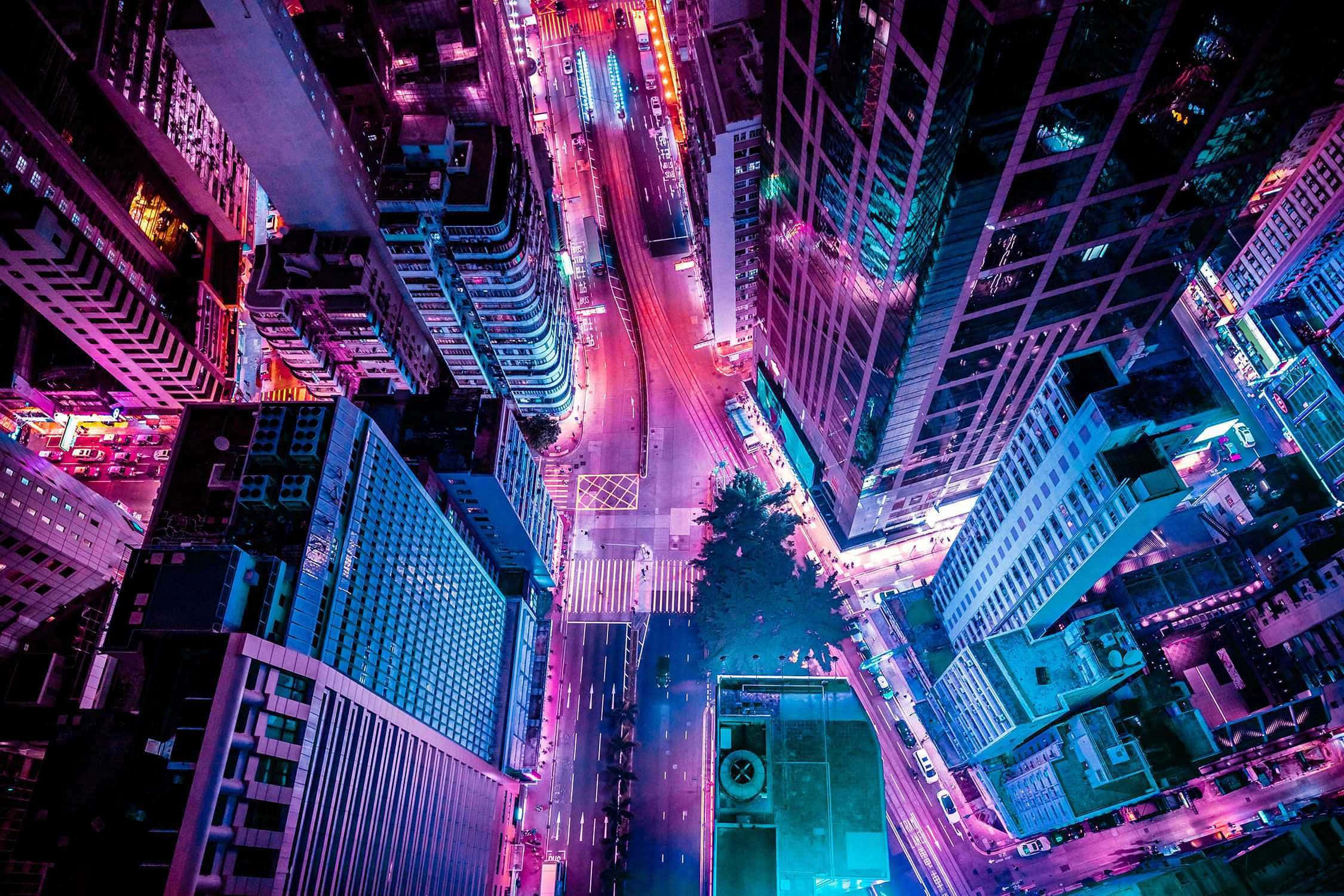 Neon Lights Tumblr Laptop, electric purple, blue hues, Full HD Desktop Wallpaper