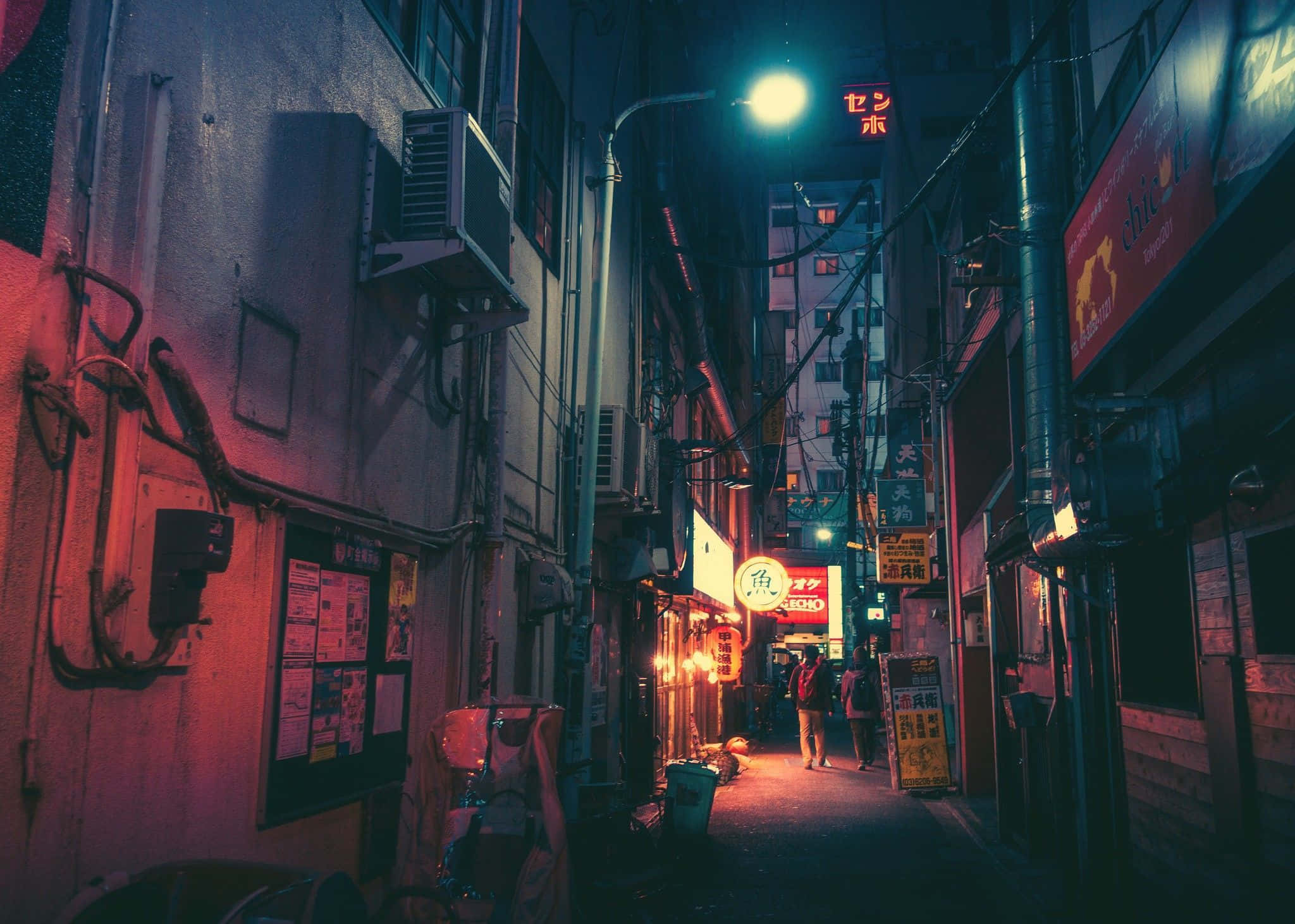 Neon Lights Tumblr Laptop, neon-lit alleyway, Japanese city, Full HD Desktop Wallpaper