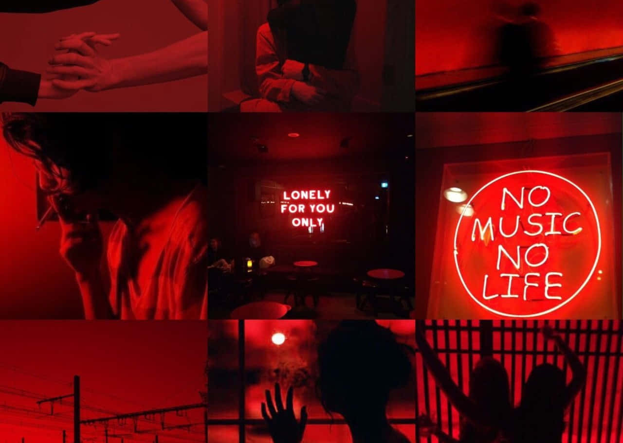 neon lights, tumblr laptop, red lights, HD Desktop Wallpaper
