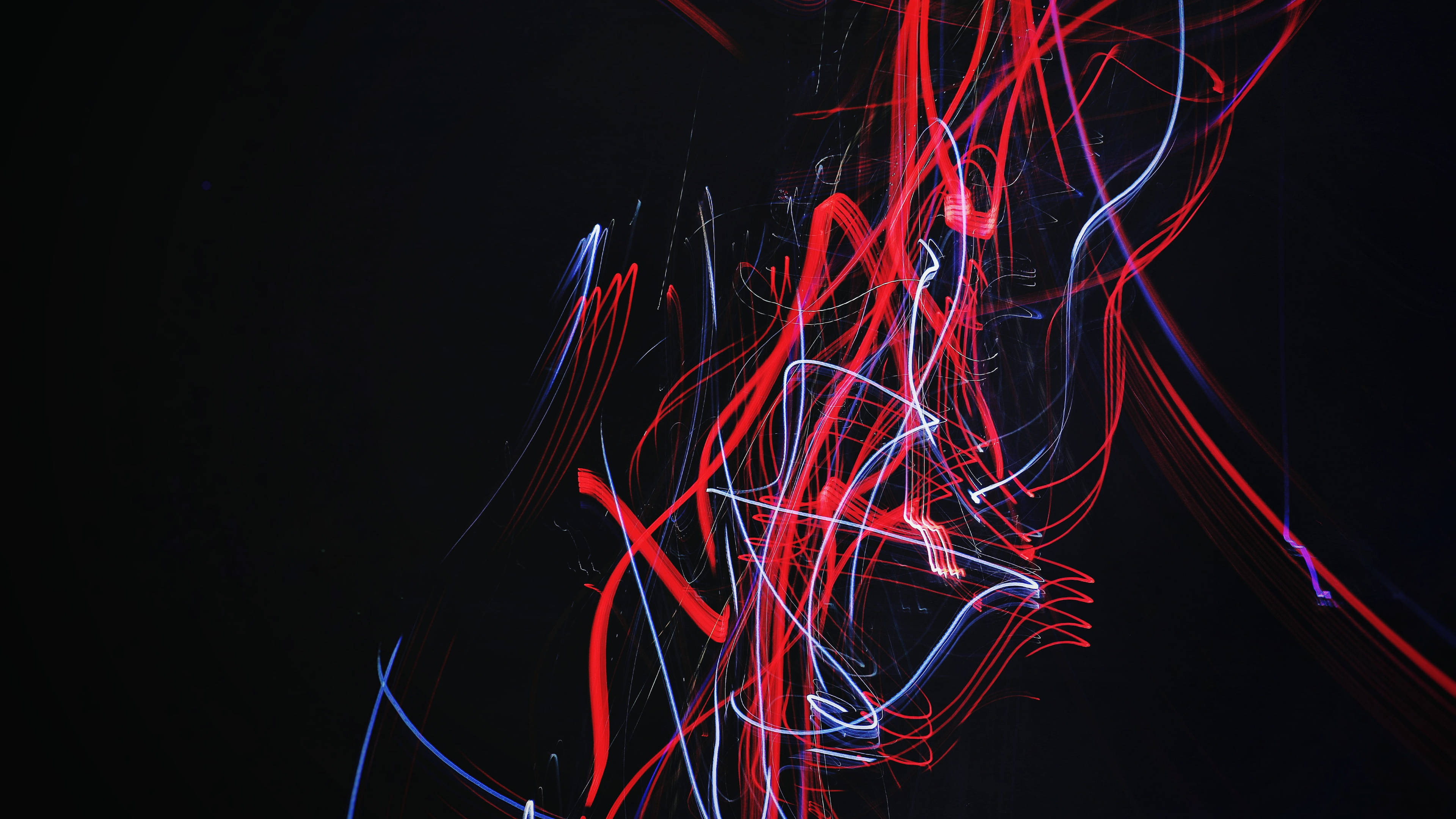 Neon Trails LED 4K, red, blue, 4K Desktop Wallpaper