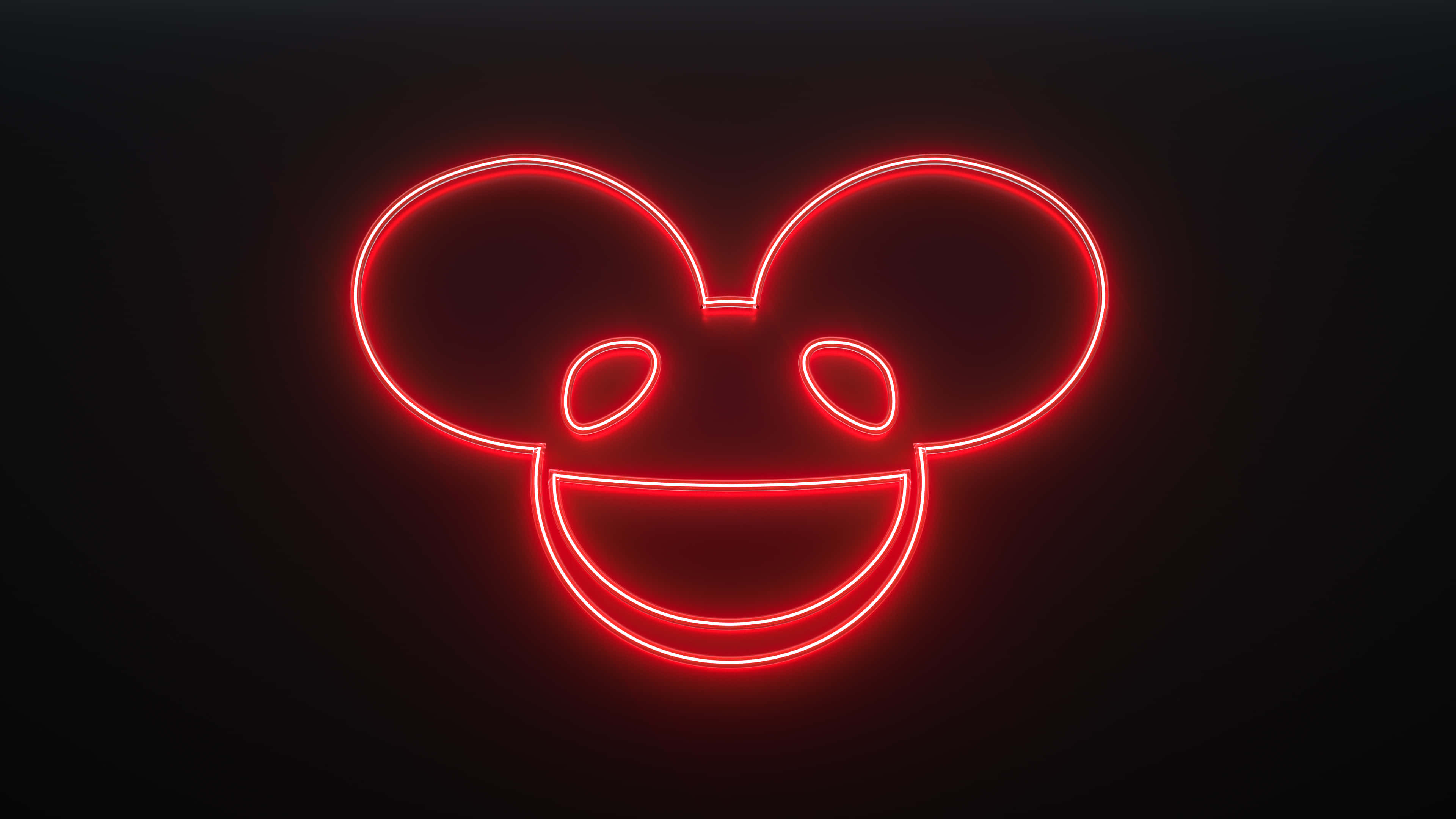 red neon, smiling mouse head, large ears, 4K Desktop Wallpaper