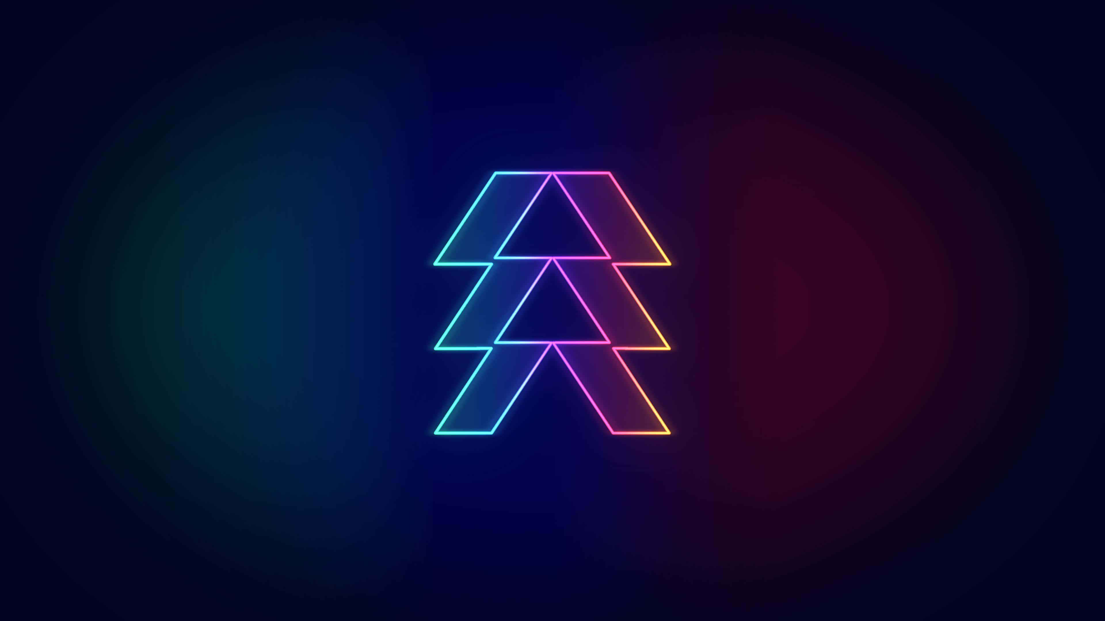 neon tree logo, gradient hues, dark gradient background, 4K Desktop Wallpaper