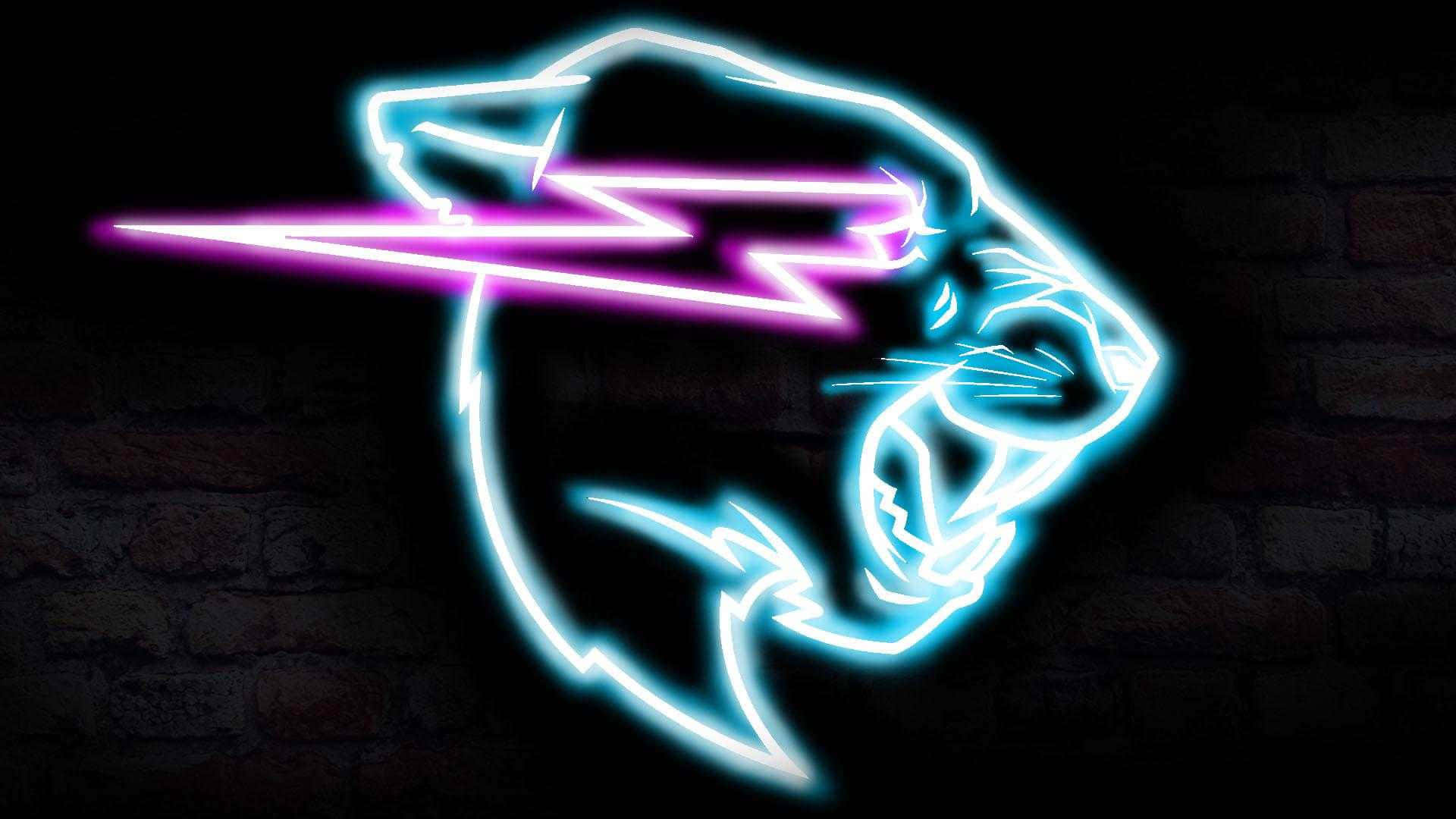 roaring panther, purple lightning bolt, neon sign, Full HD Desktop Wallpaper