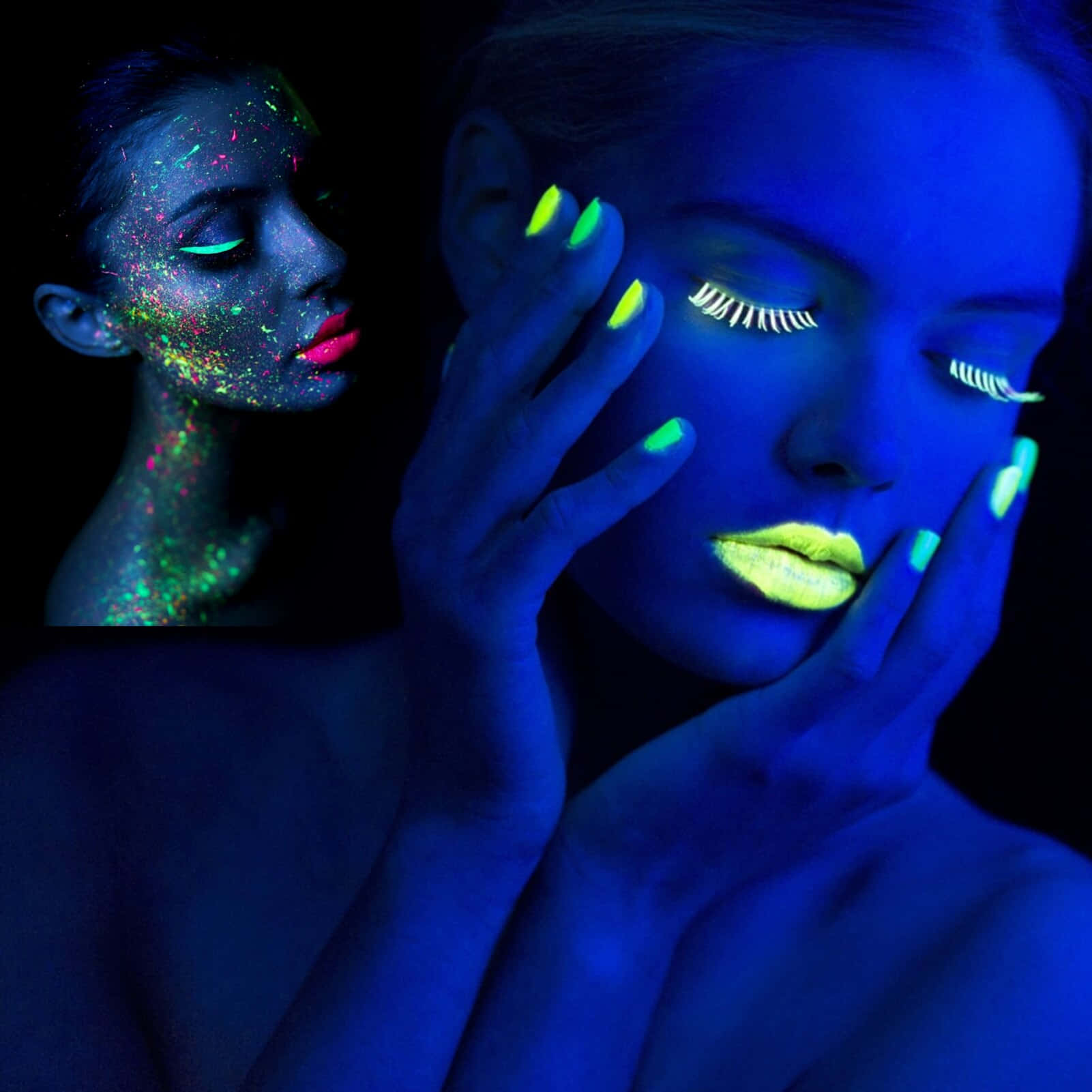 neon makeup, black light, glitter, HD Desktop Wallpaper