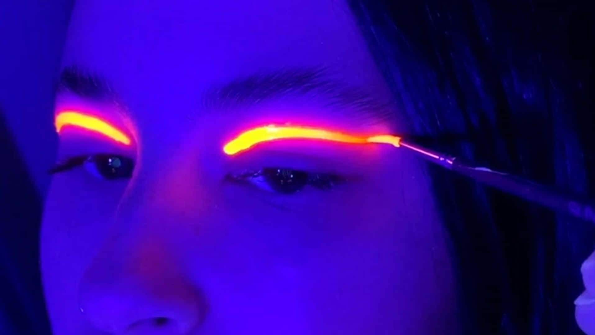 neon yellow makeup, blacklight, eyebrows, HD Desktop Wallpaper