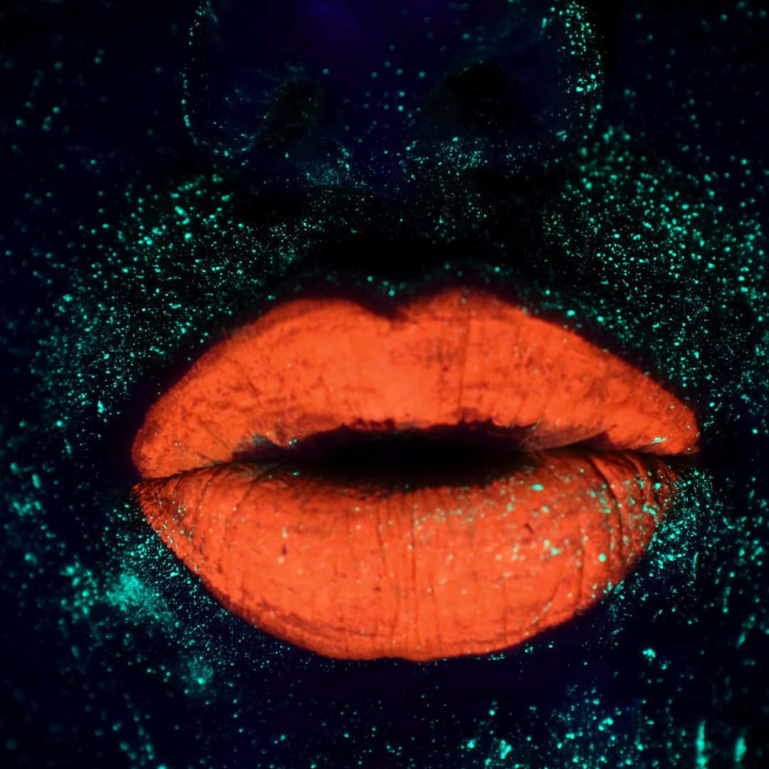 neon glow lips, black light, glowing red lips, SD Desktop Wallpaper