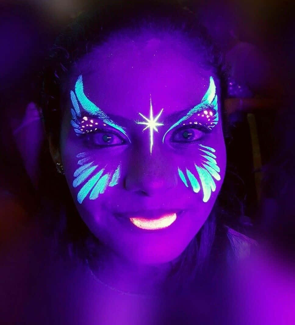 neon blue, purple face paint, wings, SD Phone Wallpaper