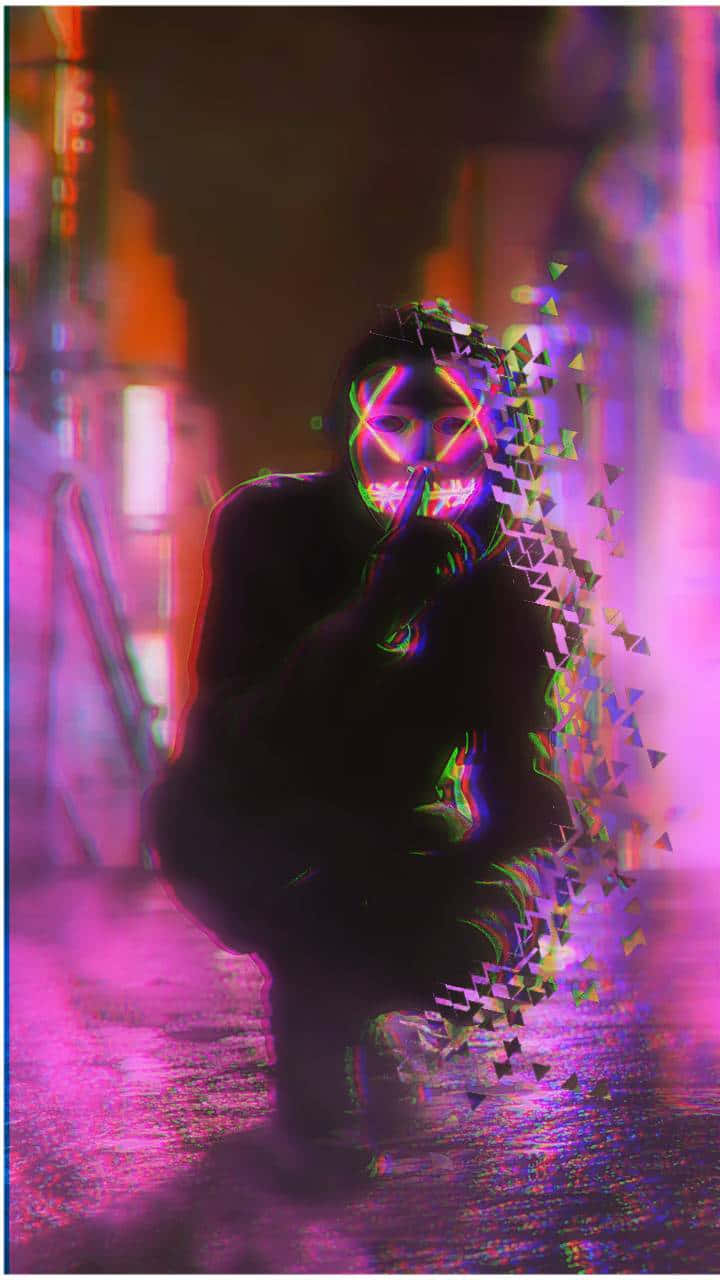 Neon Mask, glowing neon mask, rain-slicked cyberpunk alleyway, HD Phone Wallpaper