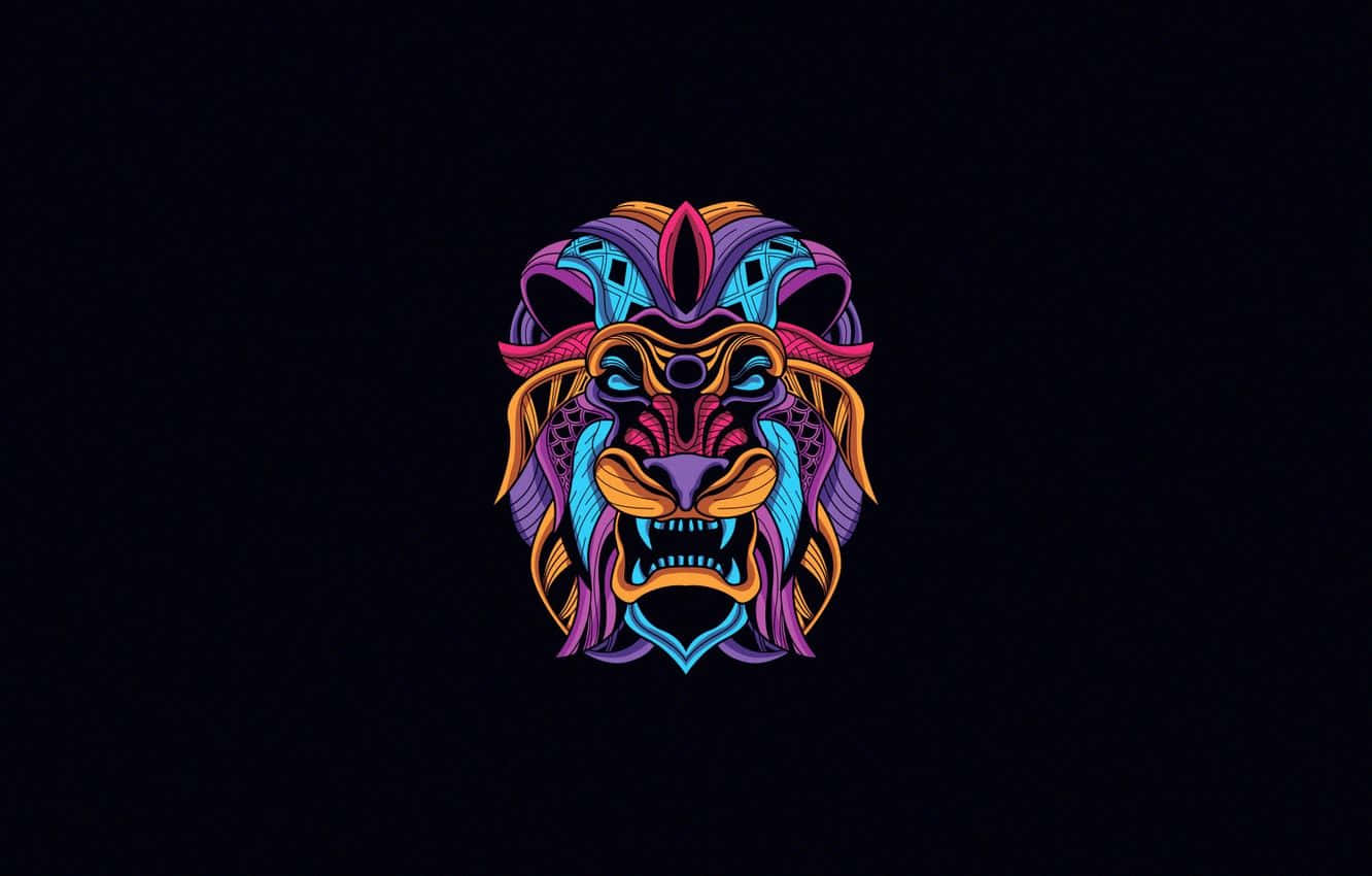 Neon Mask, neon-colored, stylized lion head, HD Desktop Wallpaper
