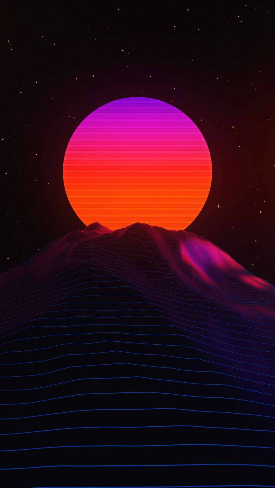 Neon Moon, synth wave, neon sunset, HD Phone Wallpaper