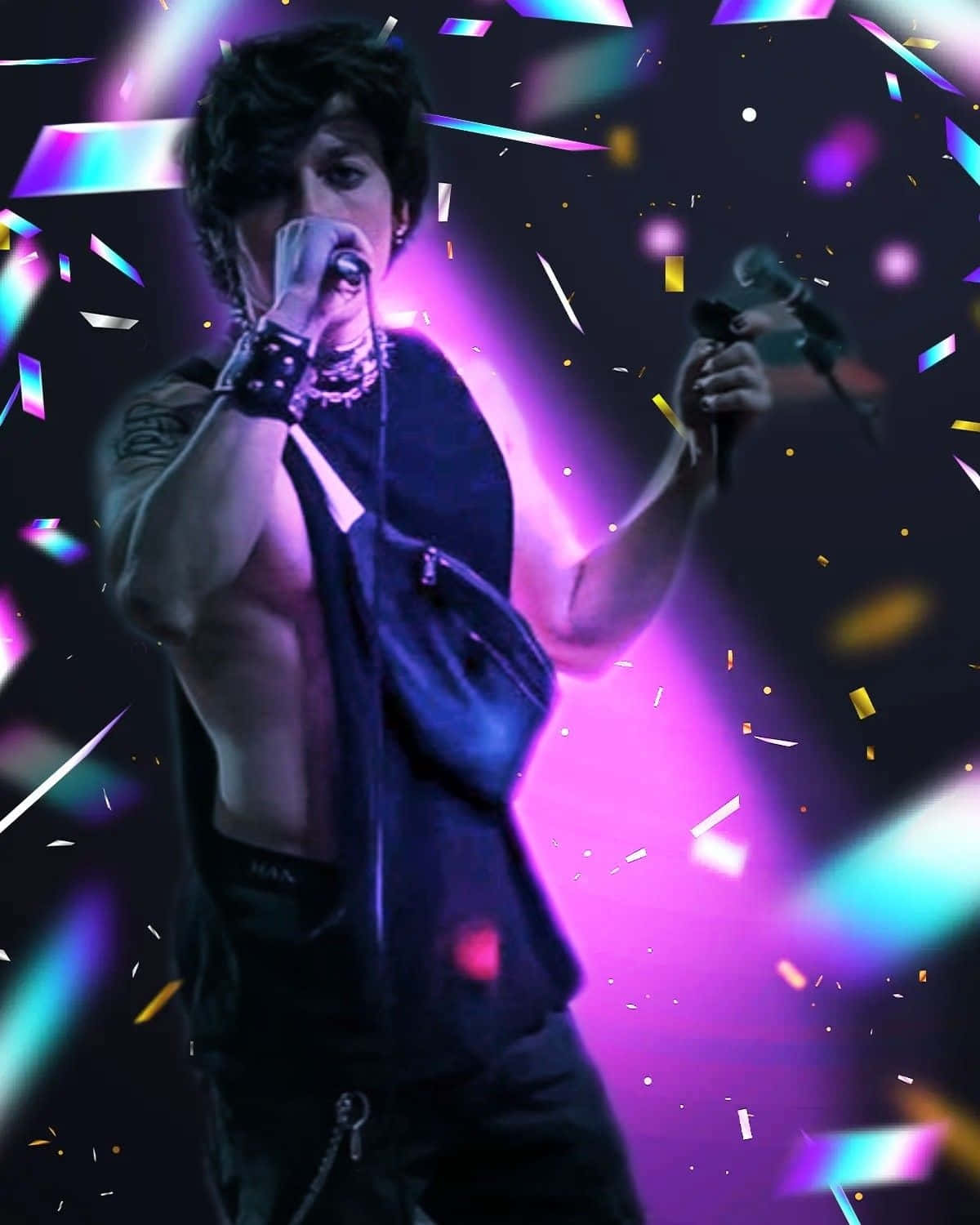 rock performance, neon lights, vibrant purple lights, HD Phone Wallpaper