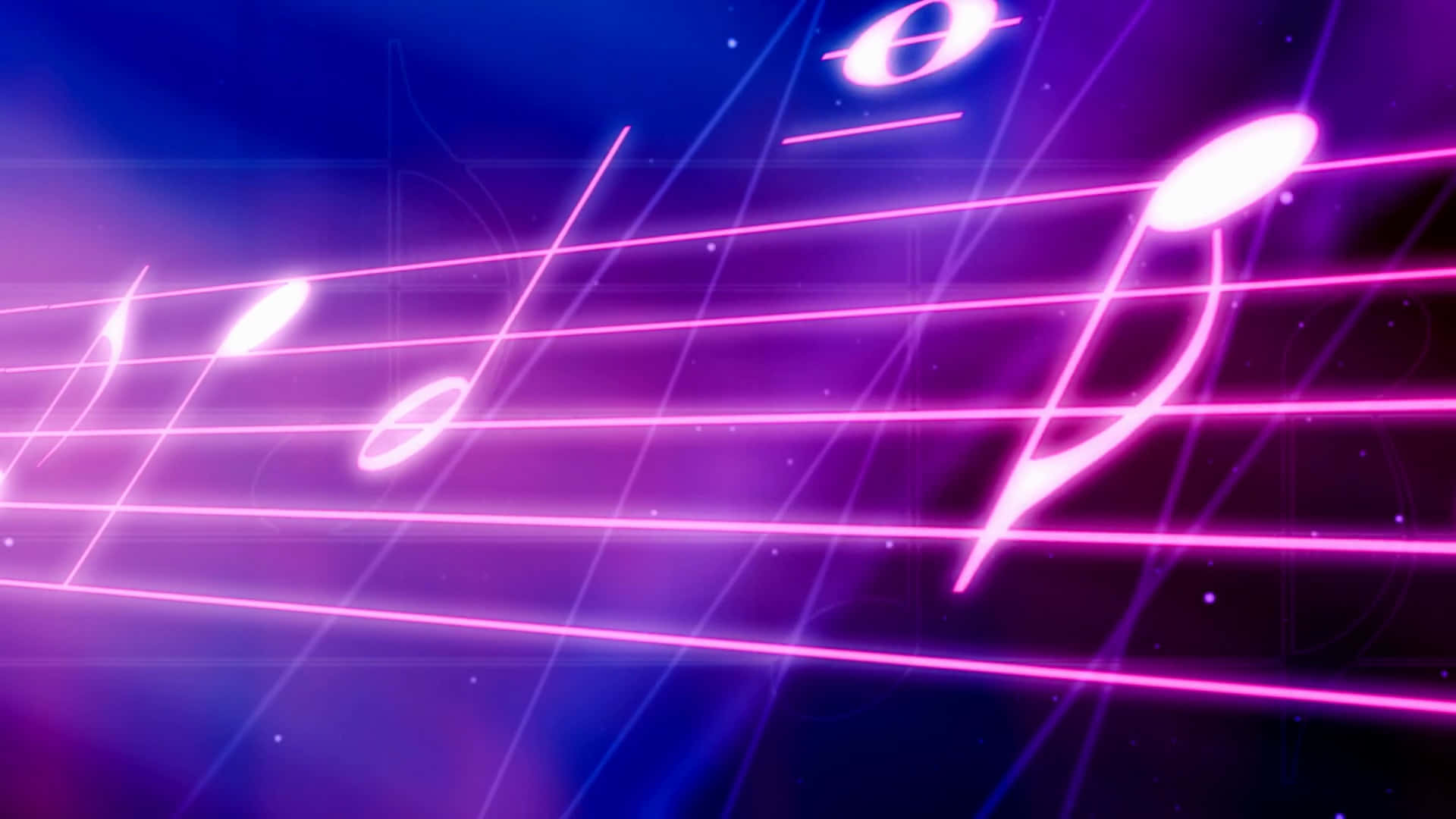neon pink, musical notes, starry purple and blue digital background, Full HD Desktop Wallpaper