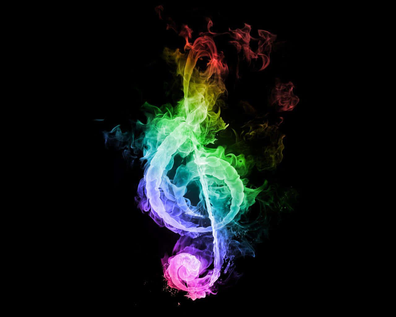 Neon Music, rainbow-colored, musical treble clef, HD Desktop Wallpaper