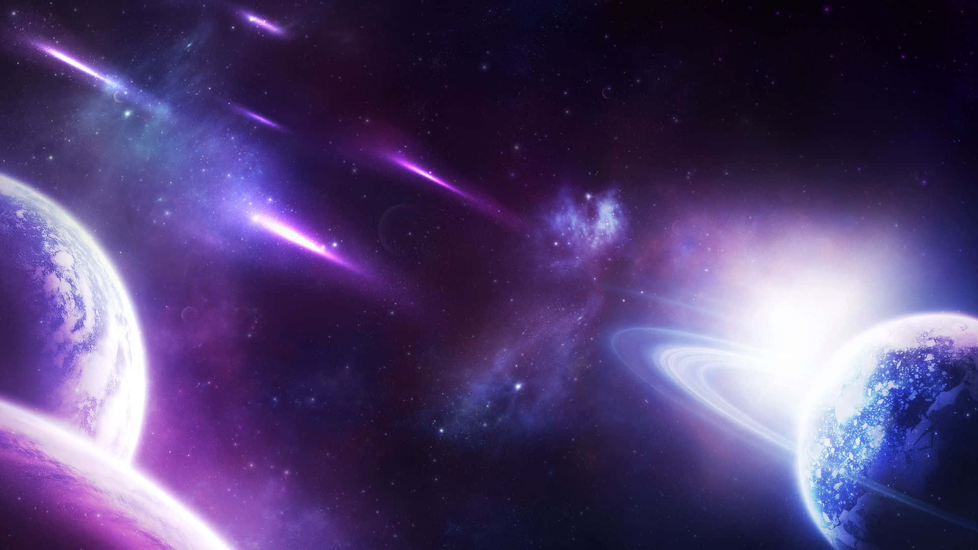 neon galaxy, vibrant purple, blue nebulae, Full HD Desktop Wallpaper