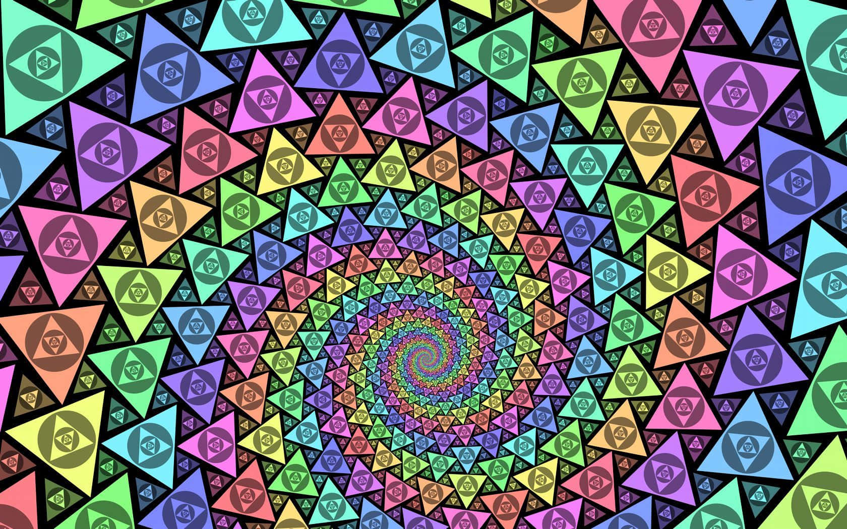 neon forest, colorful triangles, radiant center, HD Desktop Wallpaper