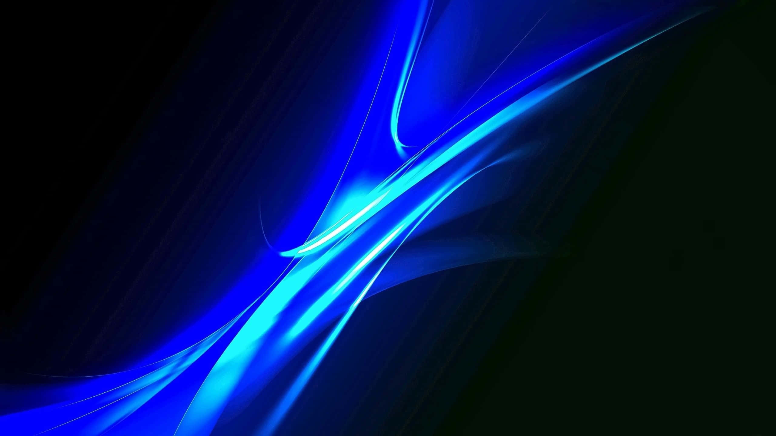 blue neon swirls, electric blue light streaks, deep black background, 2K Desktop Wallpaper