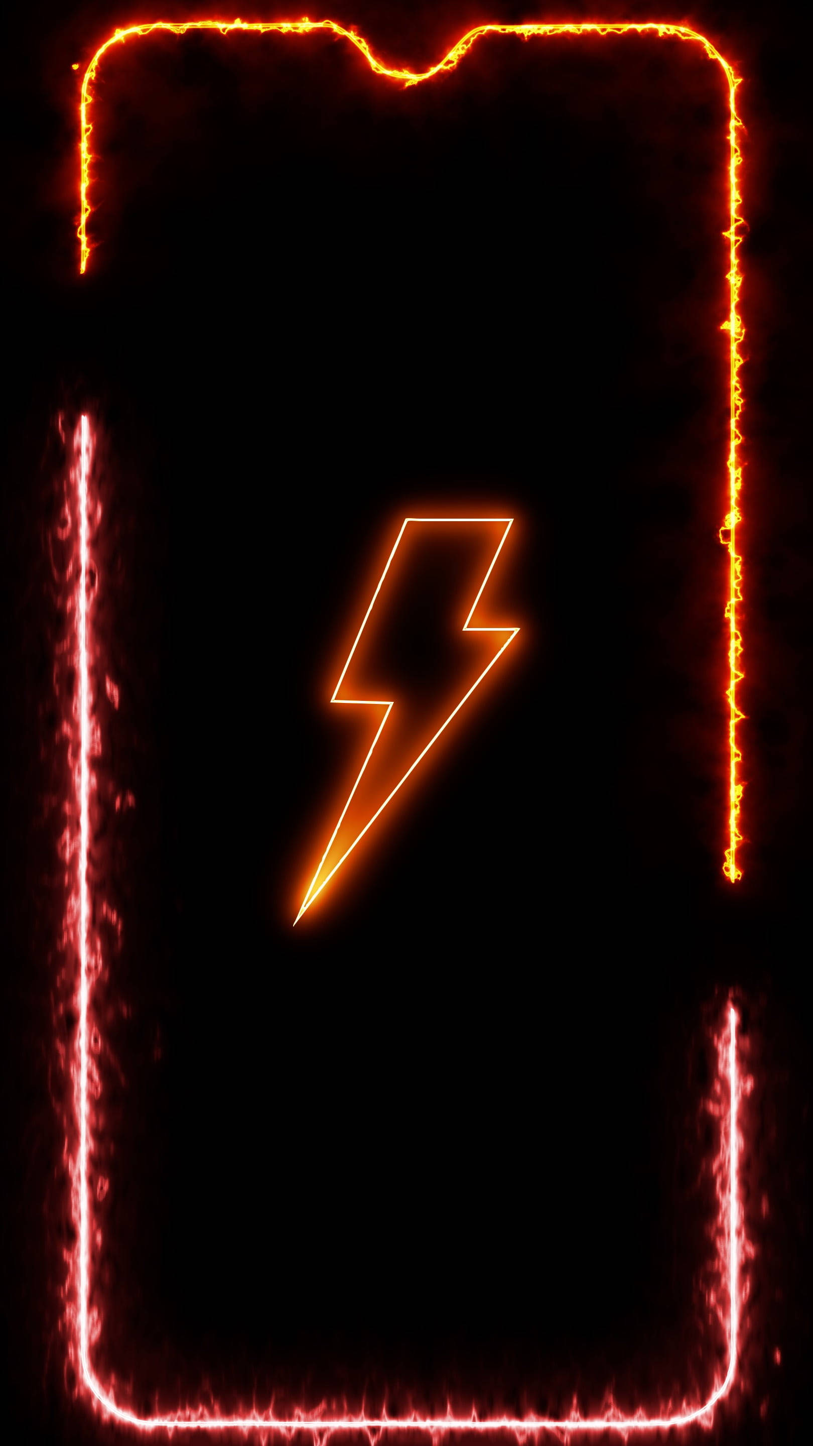 Neon Orange Aesthetic, lightning bolt, phone frame, 2K Phone Wallpaper