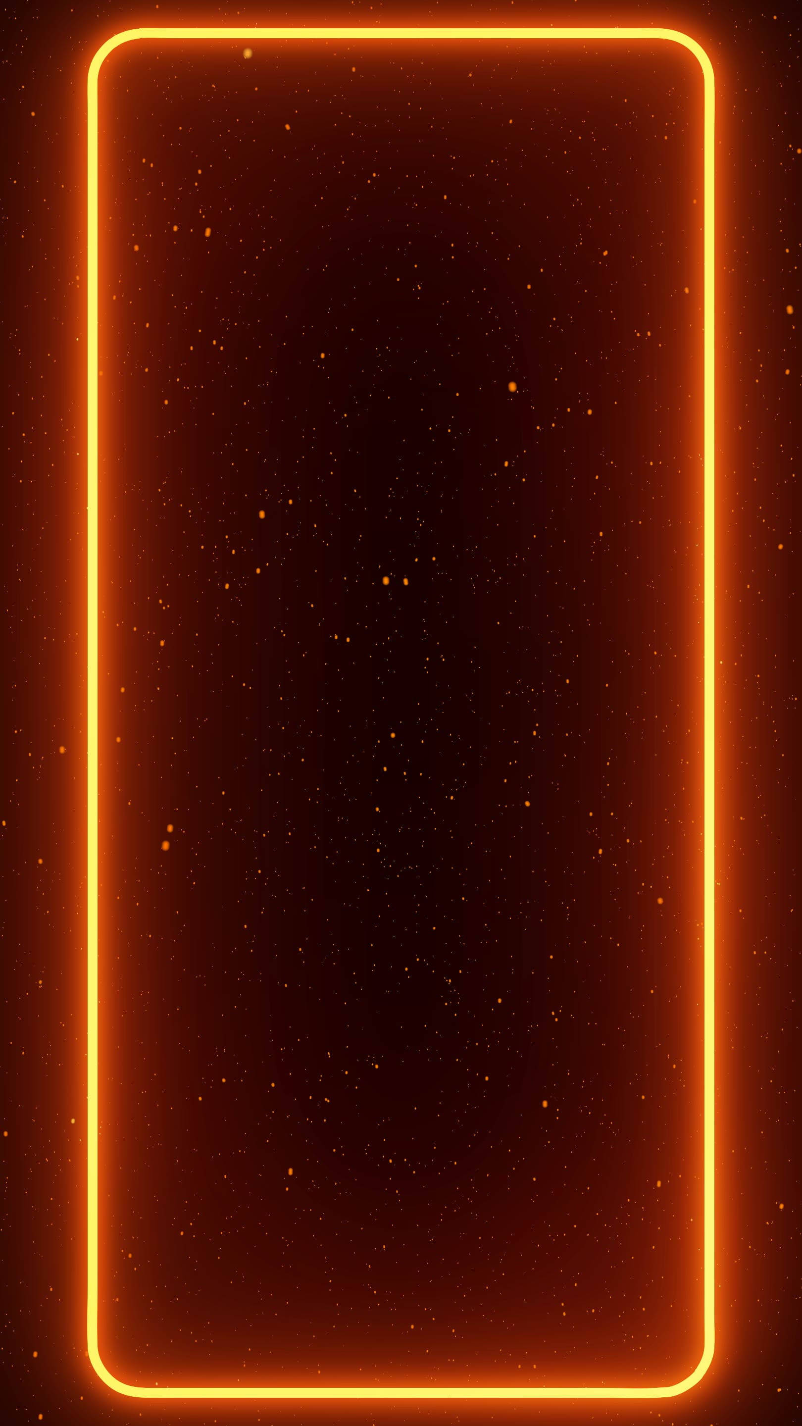 Neon Orange Aesthetic, glowing orange neon rectangle, starry cosmic background, 2K Phone Wallpaper