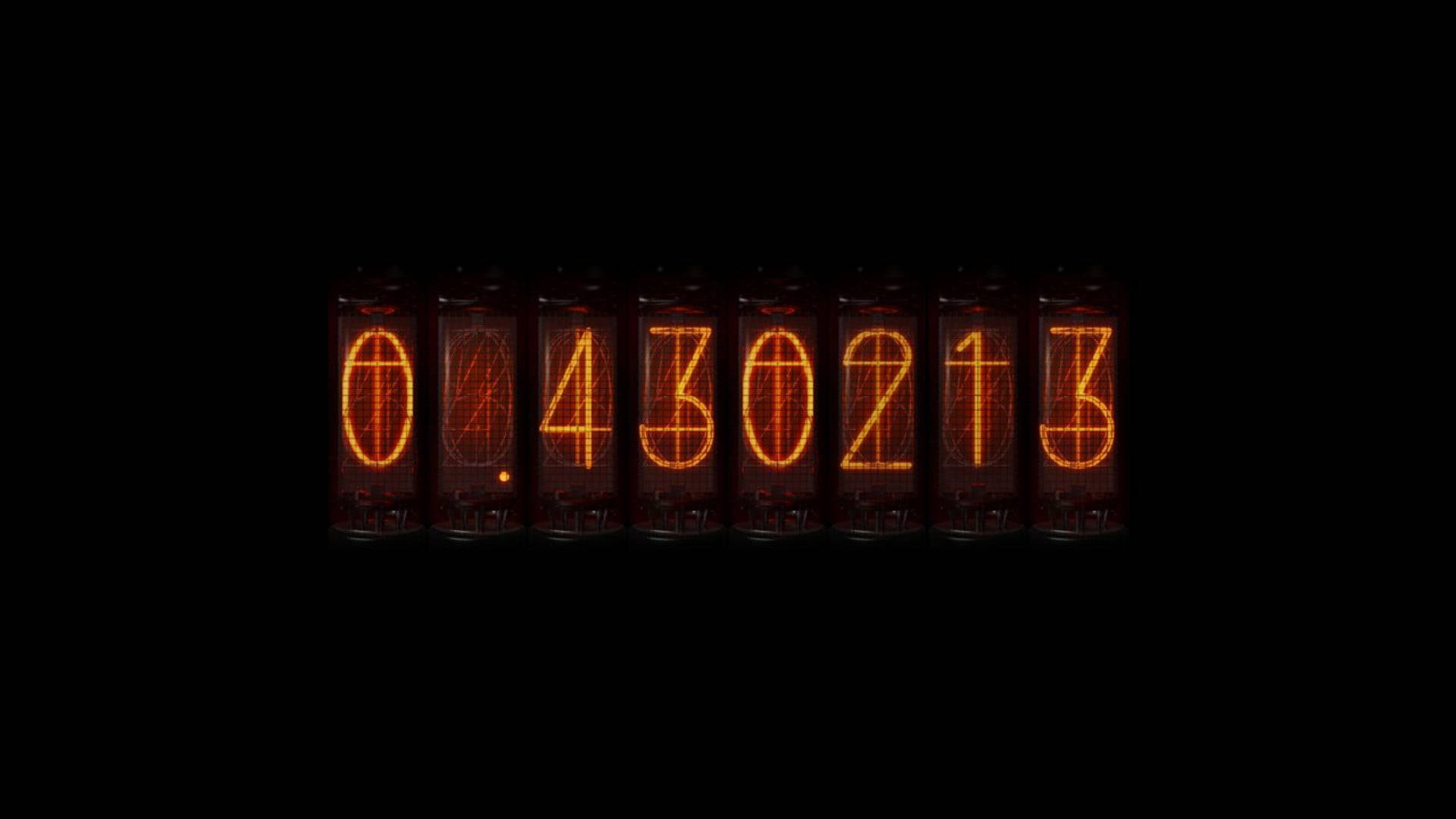 0.430213, glowing orange vacuum tube digits, pitch black background, Full HD Desktop Wallpaper
