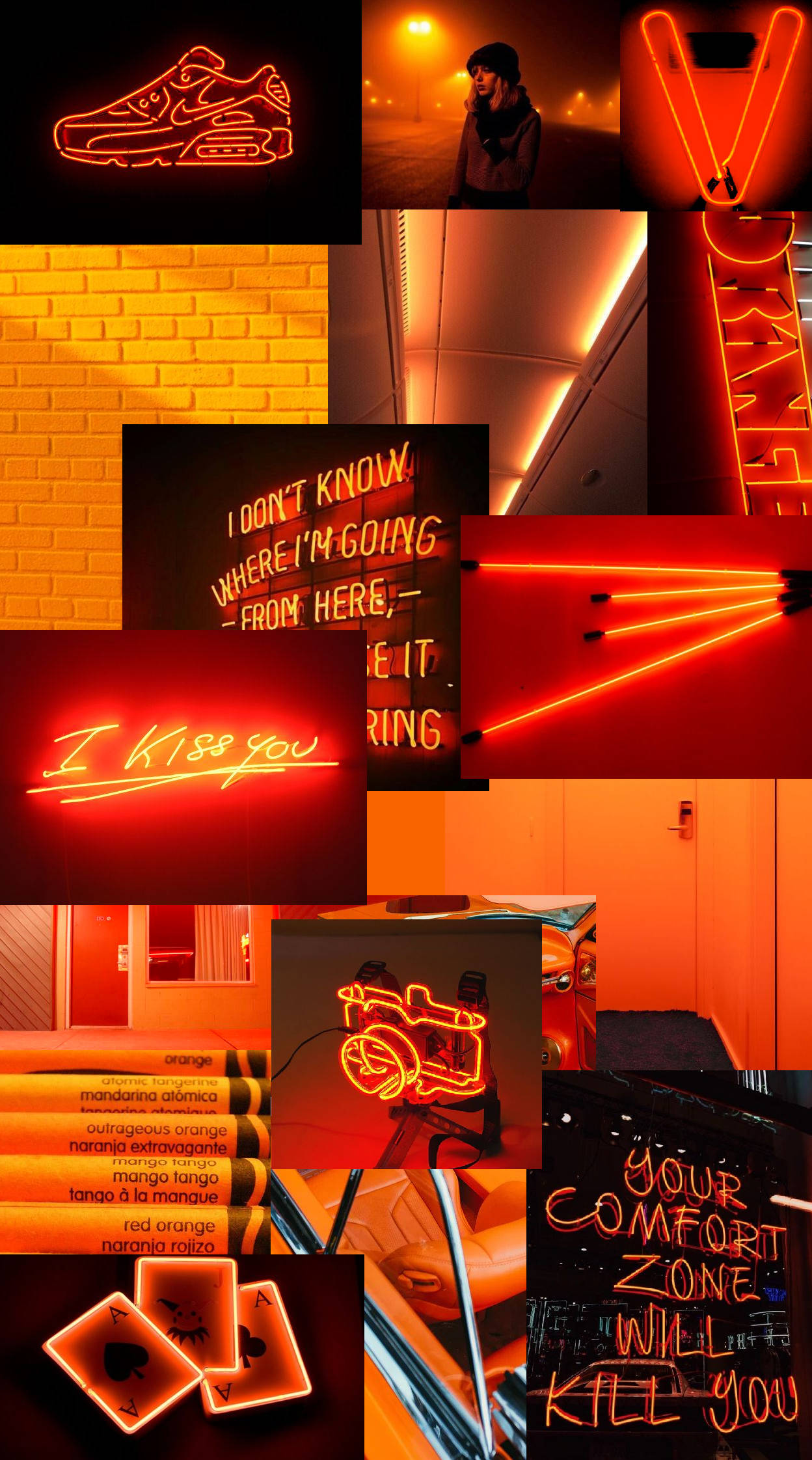 Neon Orange Aesthetic, neon signs, warm orange red hues, Full HD Phone Wallpaper