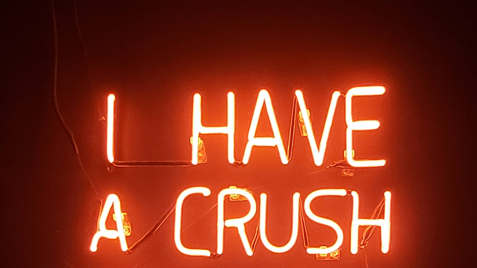 Neon Orange Aesthetic, I HAVE A CRUSH, glowing red neon sign, Full HD Desktop Wallpaper