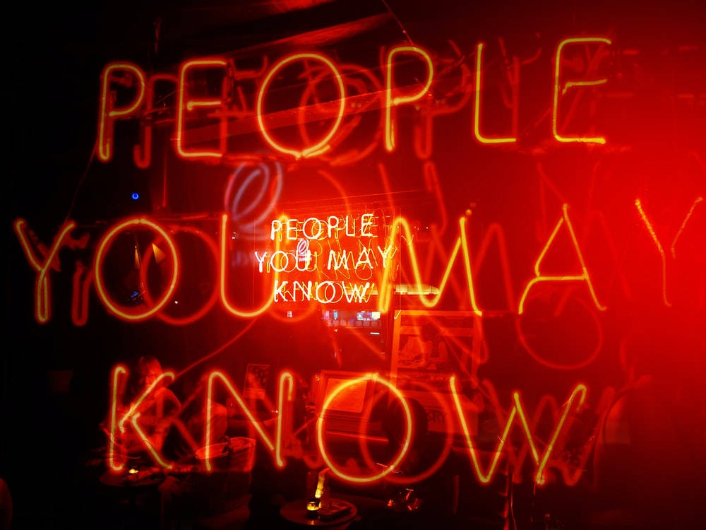 Neon Orange Aesthetic, PEOPLE YOU MAY KNOW, glowing red neon sign, SD Desktop Wallpaper