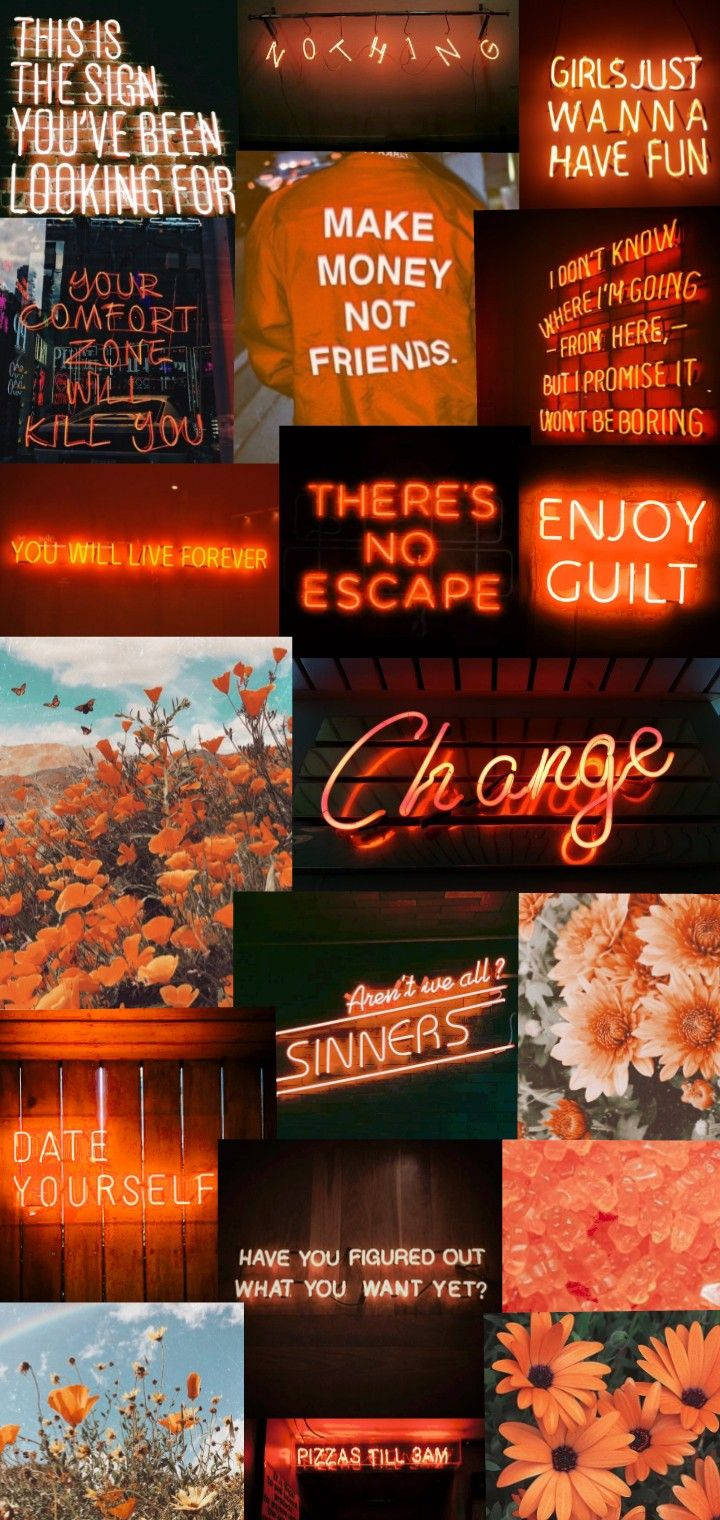 Neon Orange Aesthetic, Make Money Not Friends, Change, HD Phone Wallpaper