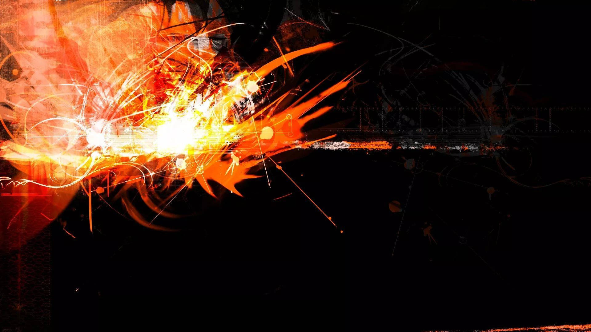 Neon Orange, black background, vibrant orange, Full HD Desktop Wallpaper