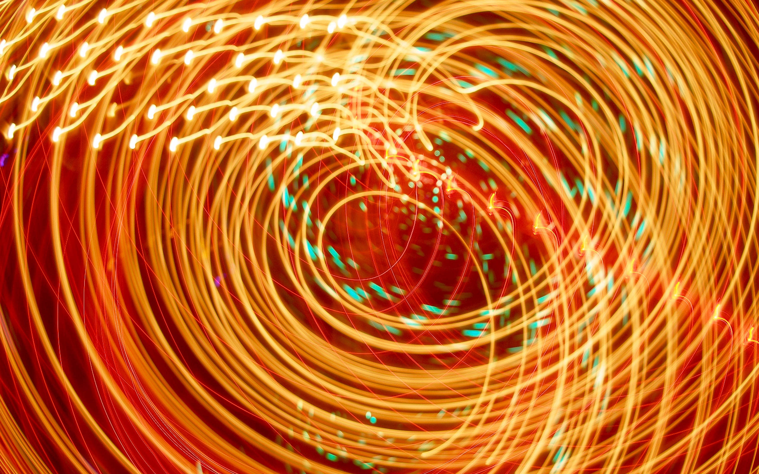 Neon Orange, spiral lights, warm orange, 2K Desktop Wallpaper