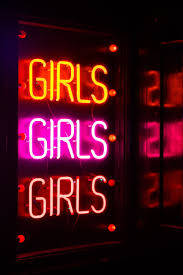 GIRLS, neon signs, orange, SD Phone Wallpaper