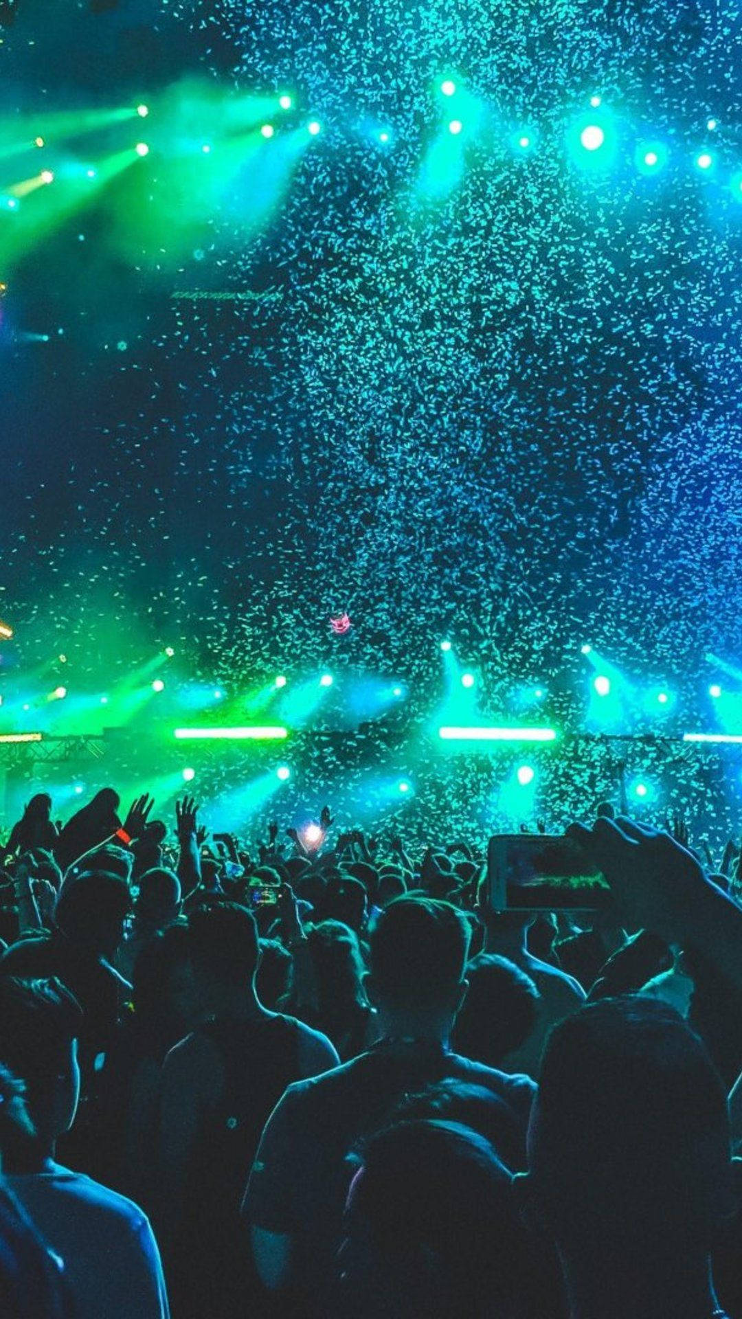 green and blue lights, glitter, concert, Full HD Phone Wallpaper