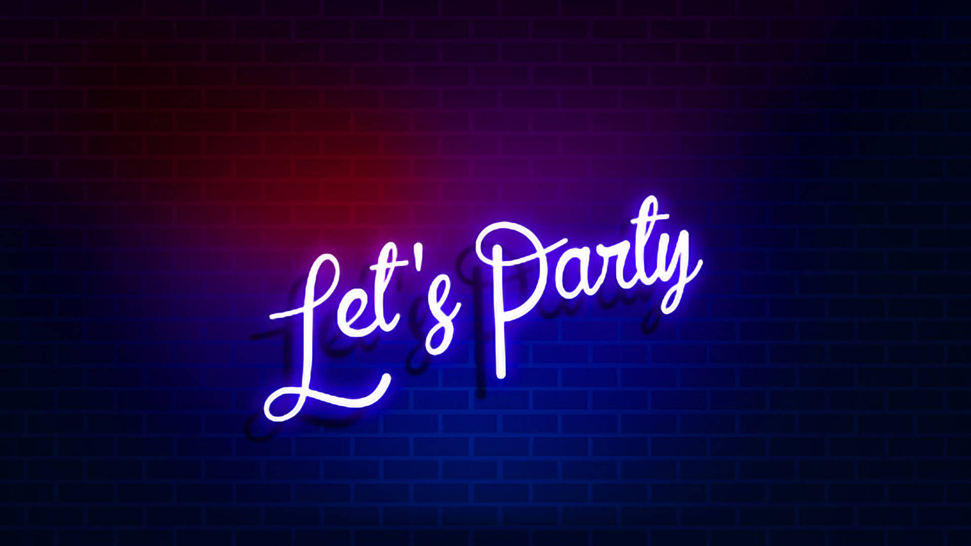 Let's Party, neon sign, vibrant blue, Full HD Desktop Wallpaper