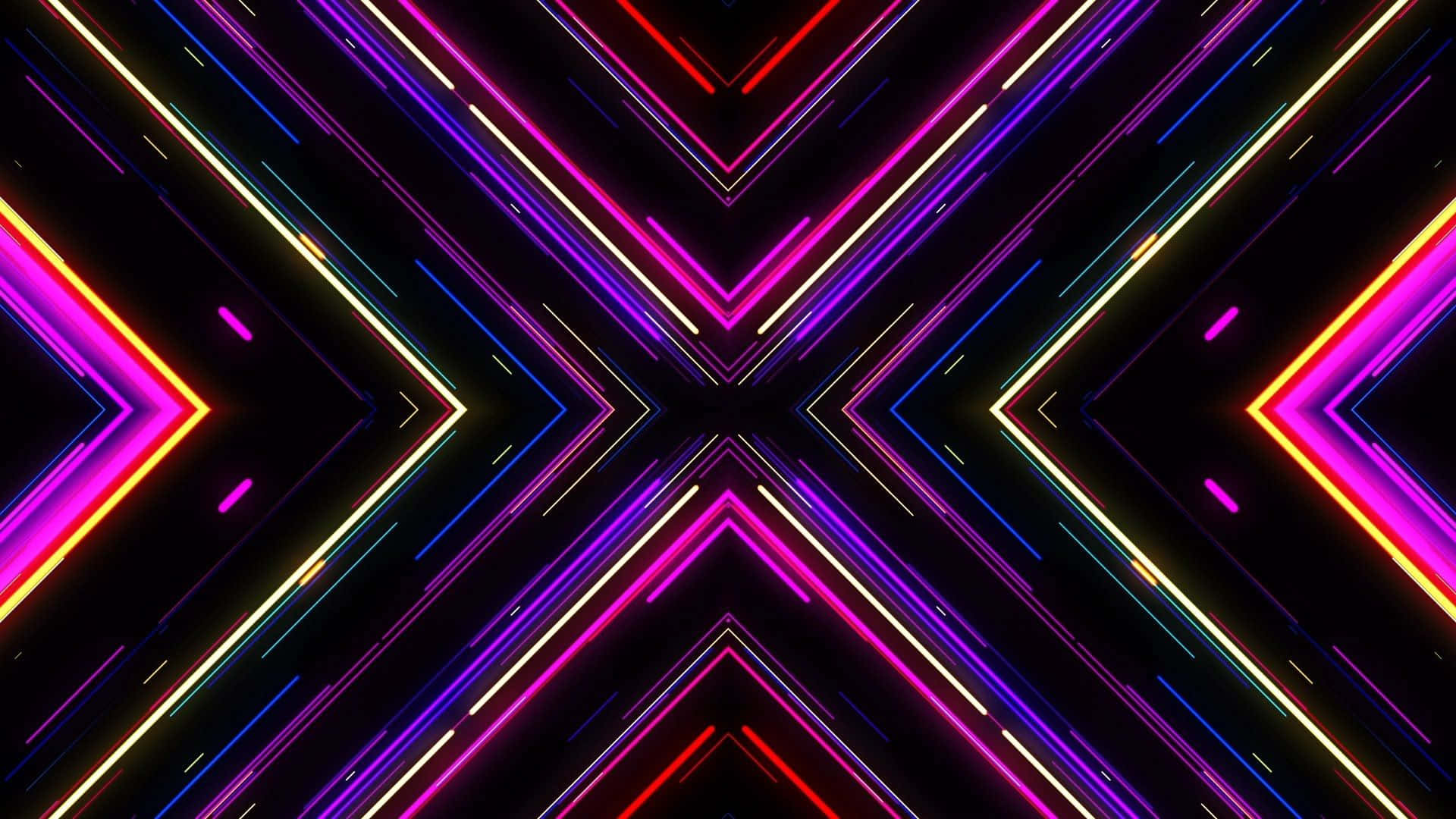 neon lights, symmetrical geometric pattern, central point, Full HD Desktop Wallpaper