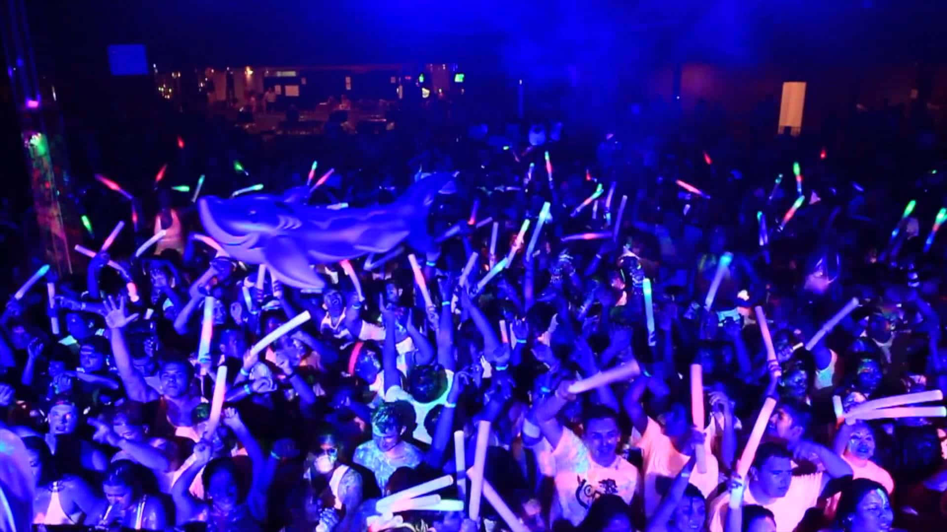 Neon Party, blue light, glowing sticks, Full HD Desktop Wallpaper