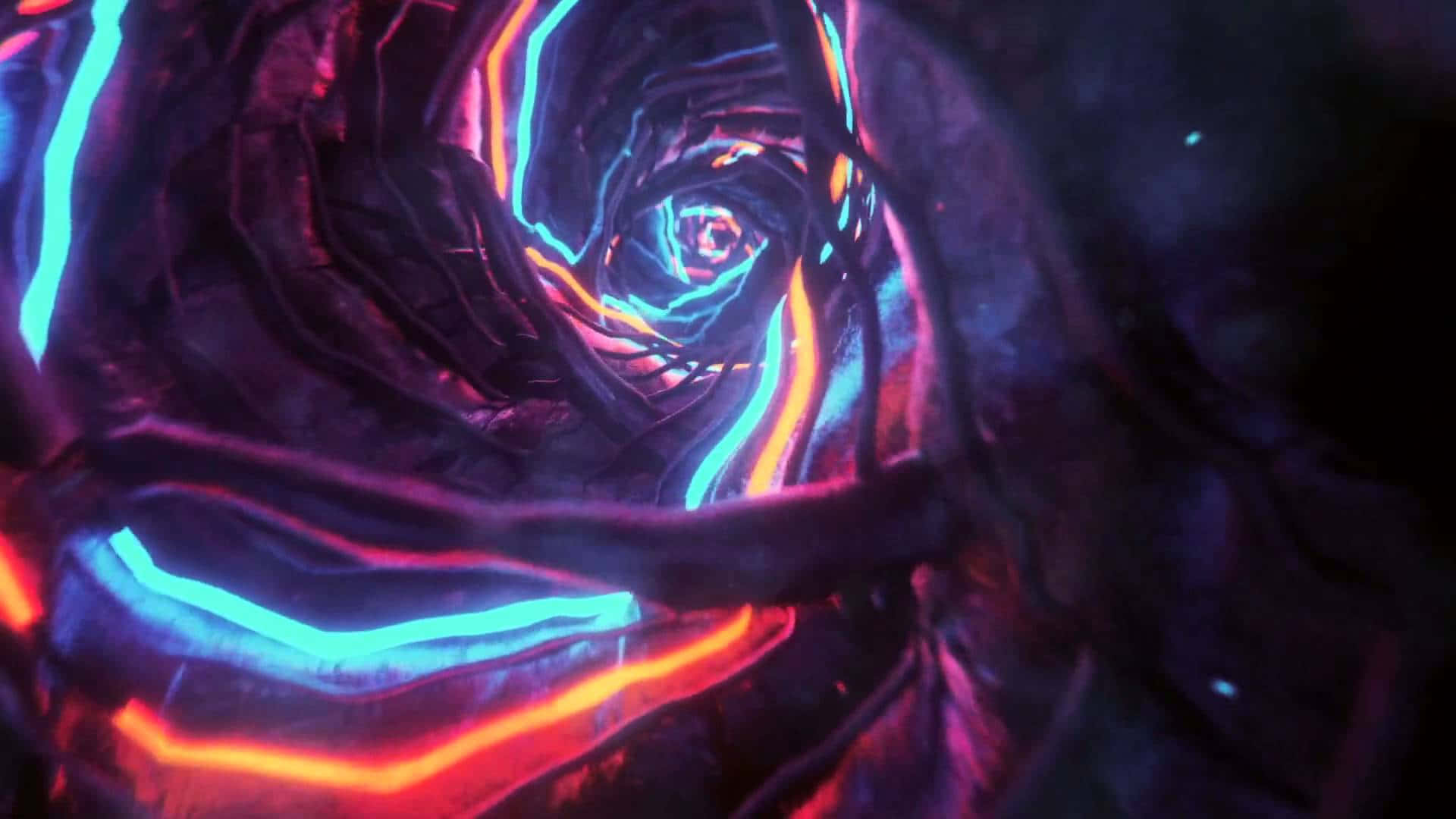 neon blue, orange, swirling vortex, Full HD Desktop Wallpaper
