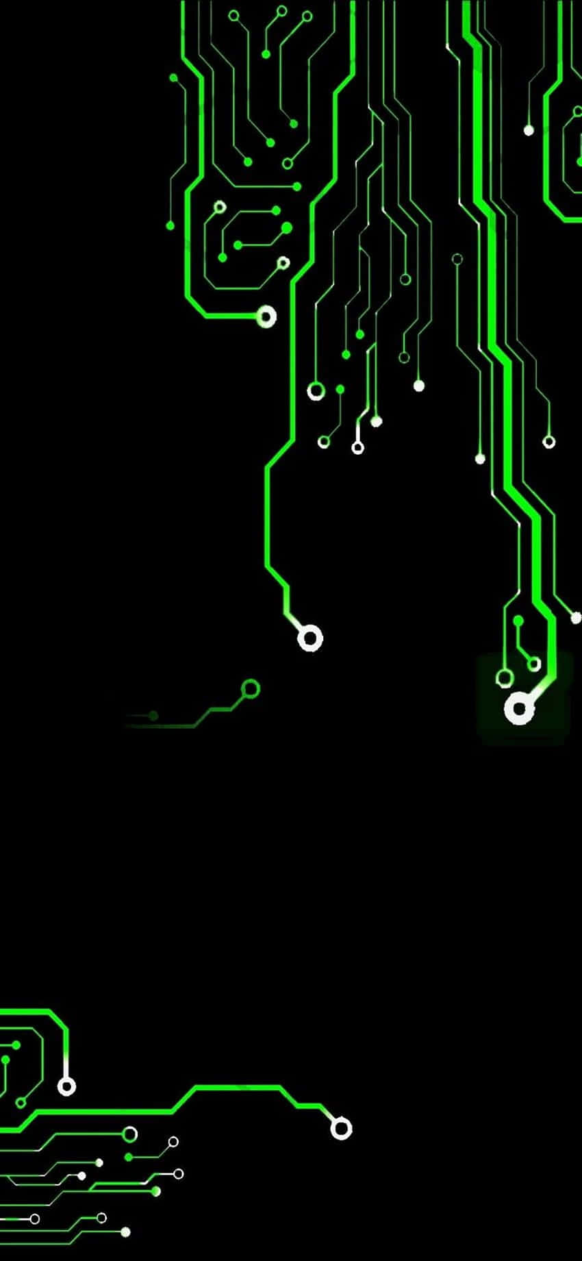 Amoled S, circuit board pathways, vibrant green, HD Phone Wallpaper