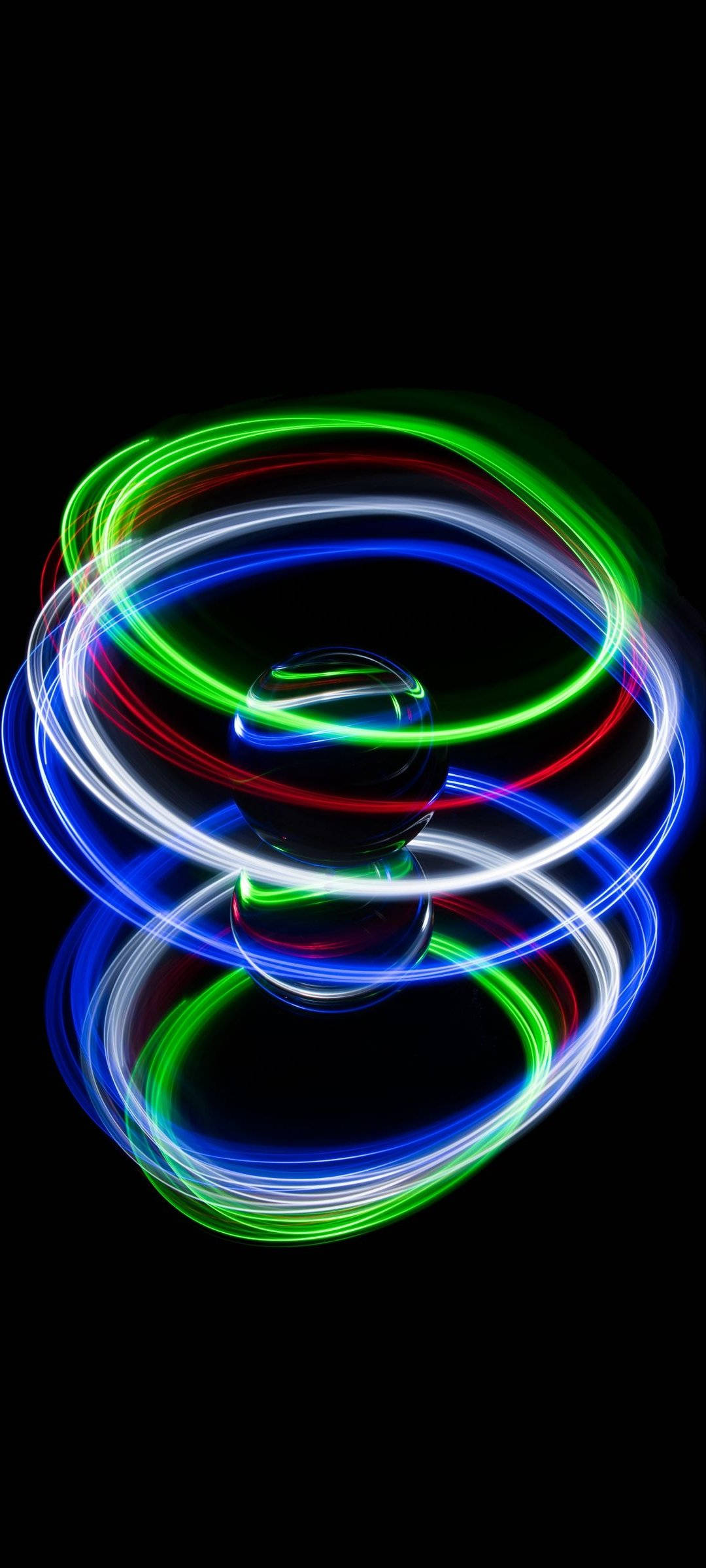 3D Ball Neon Phone, neon light trails, glowing circles, Full HD Phone Wallpaper