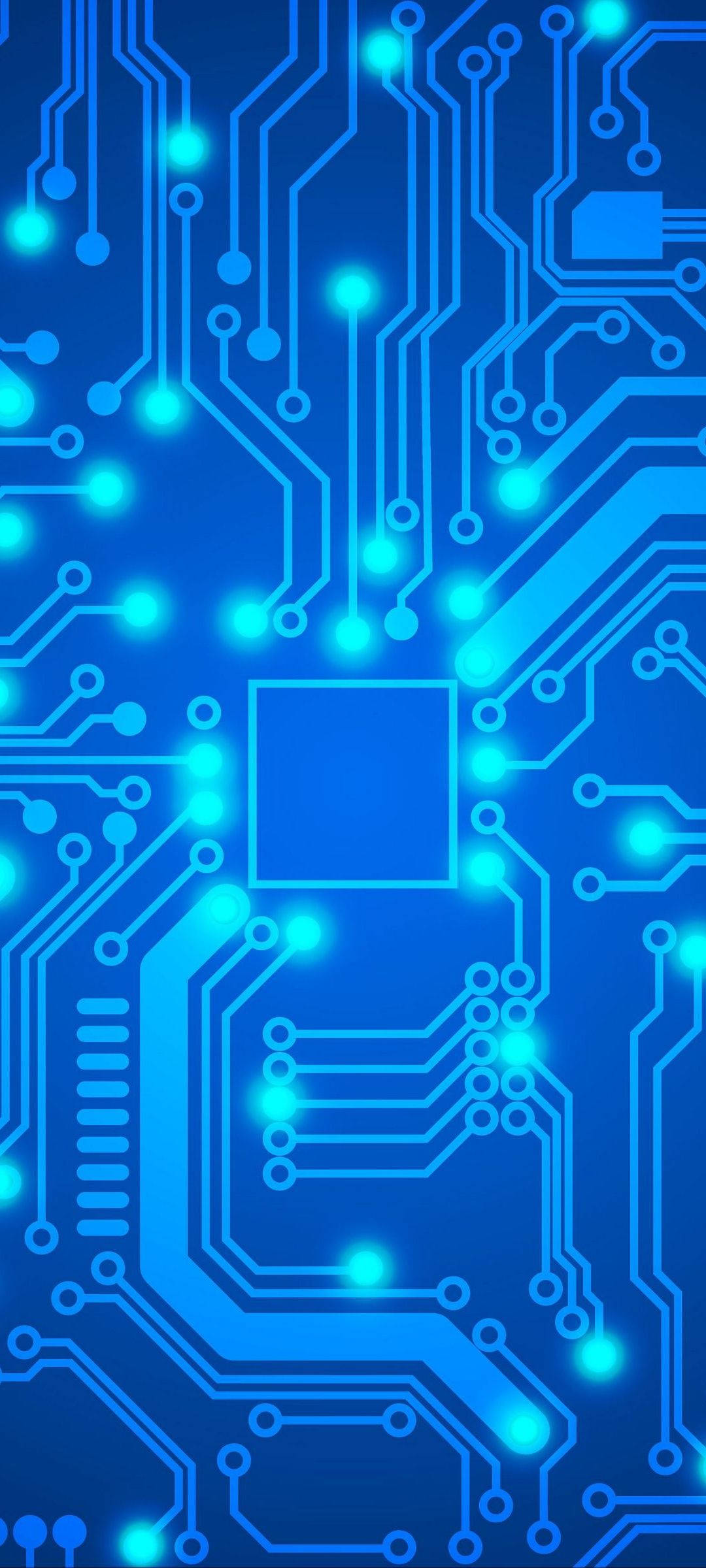 blue motherboard, glowing blue circuit board, illuminated pathways, Full HD Phone Wallpaper