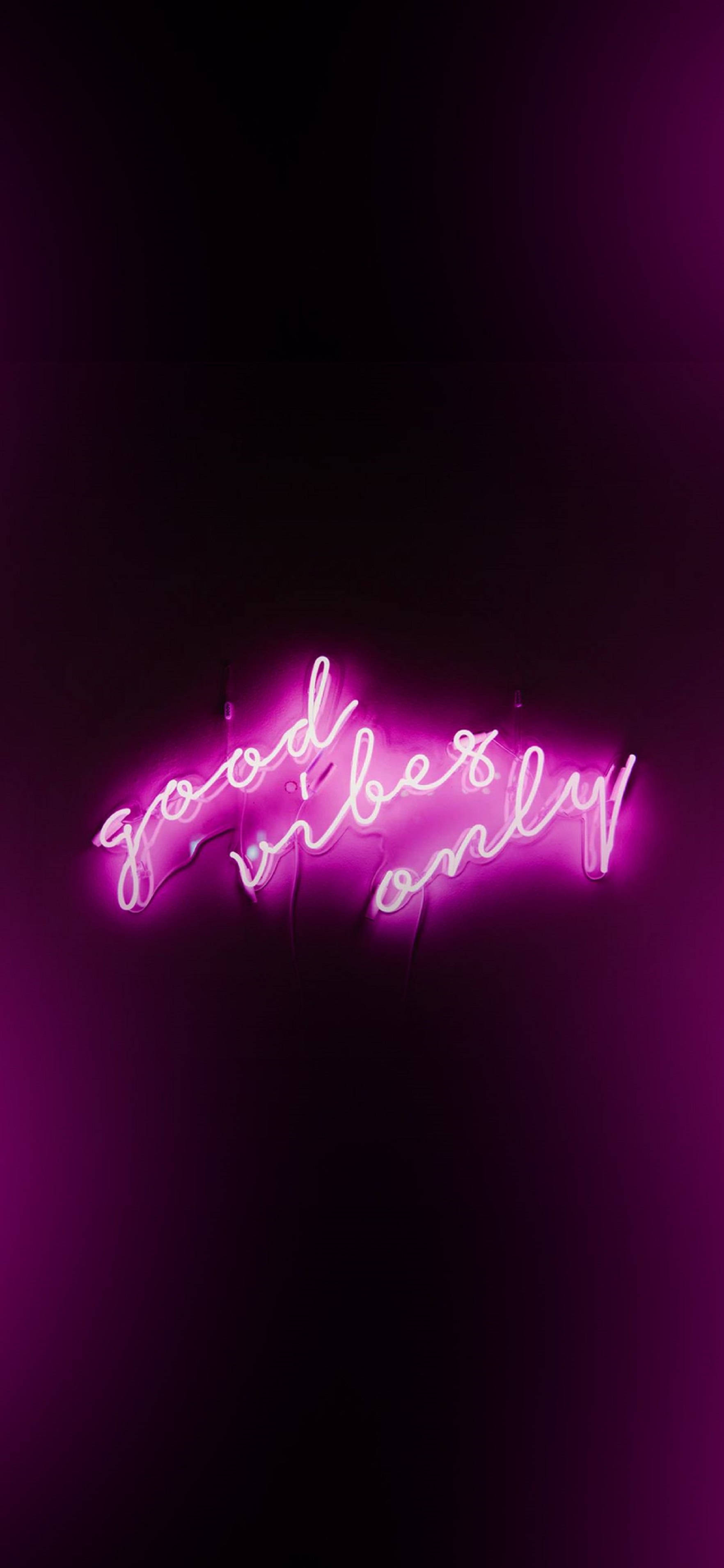 Neon iPhone, good vibes only, pink neon sign, 2K Phone Wallpaper
