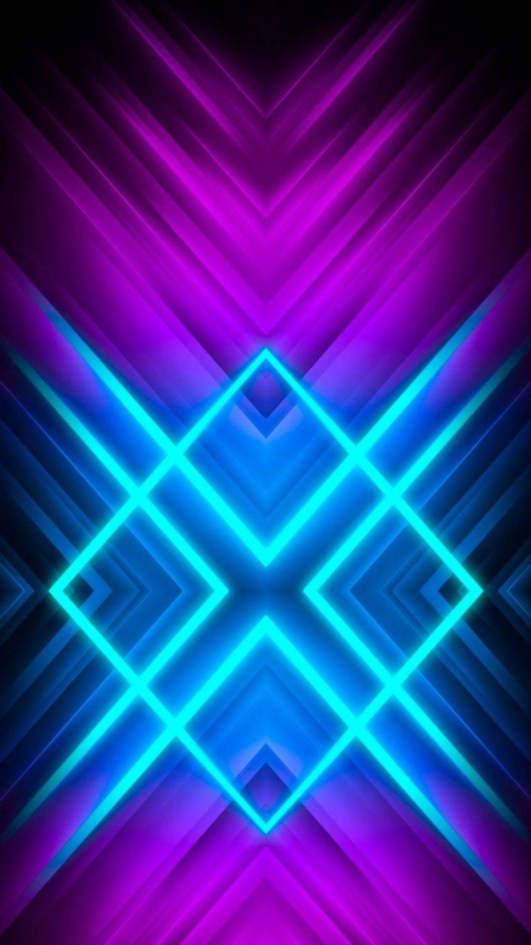 geometric diamond, neon blue, purple, Full HD Phone Wallpaper