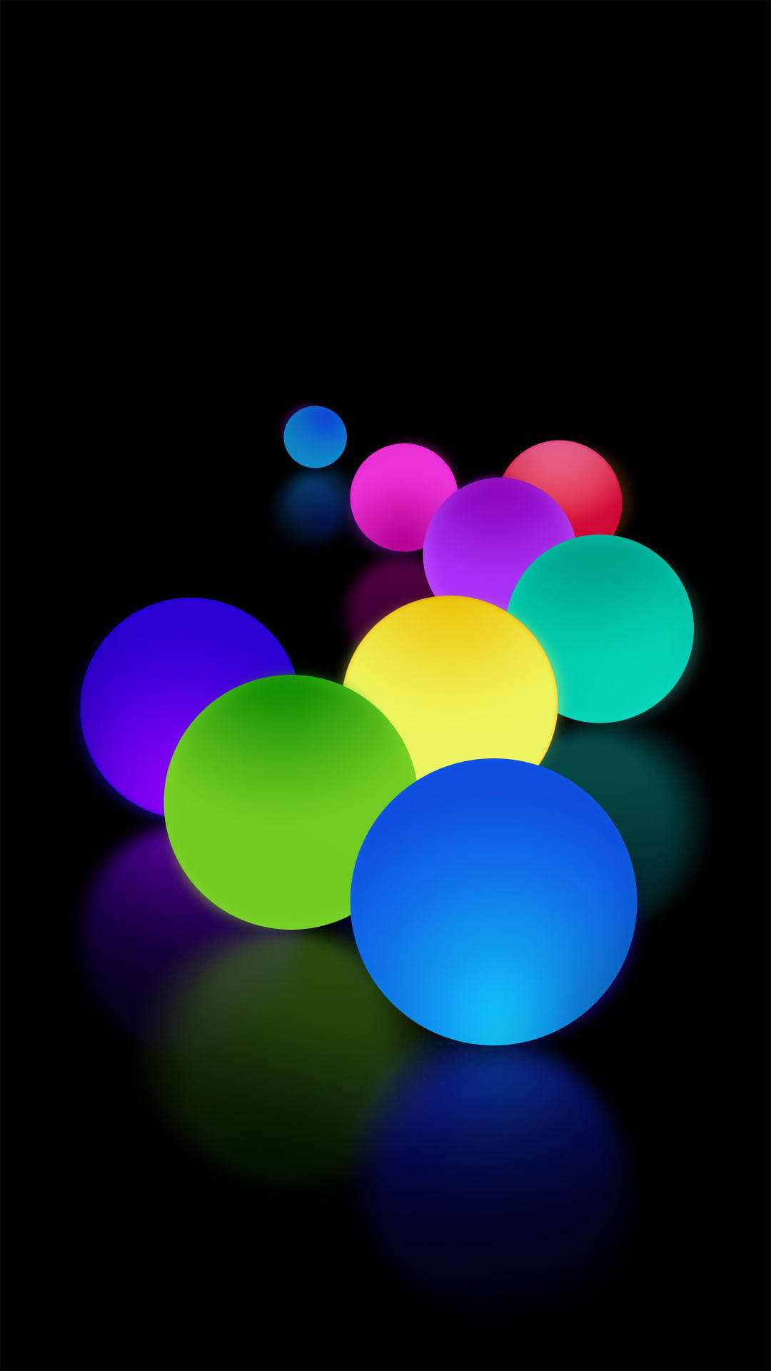 colorful balls, neon phone, rainbow hues, Full HD Phone Wallpaper